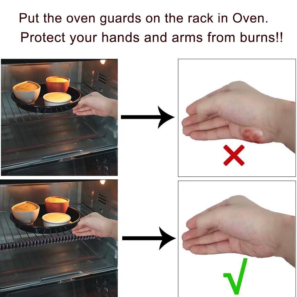 Heat Resistant Silicone Oven Rack Guards (4 Pack) - 14 Inch Long Oven Rack Edge Protector Covers - Prevent Hand & Arm Burns - Gray - Perfect for Baking, Roasting & Grilling Safely