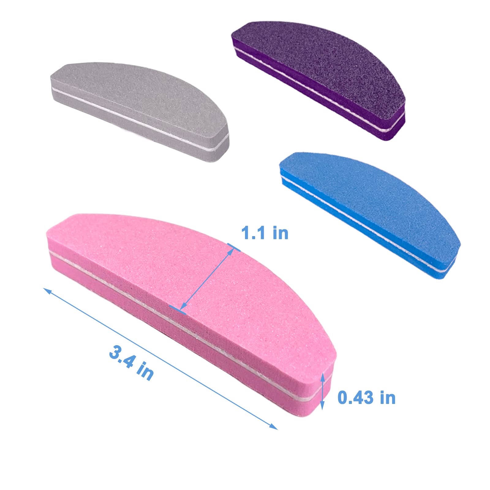 40Pcs Nail Buffers & Files - Double Sided 100/180 Grit Buffer Blocks for Acrylic & Natural Nails - Washable, Portable Arc Shaped Sanding Buffers (Multicolor) - Perfect for Home Manicures, Salon Use & Nail Care Kits