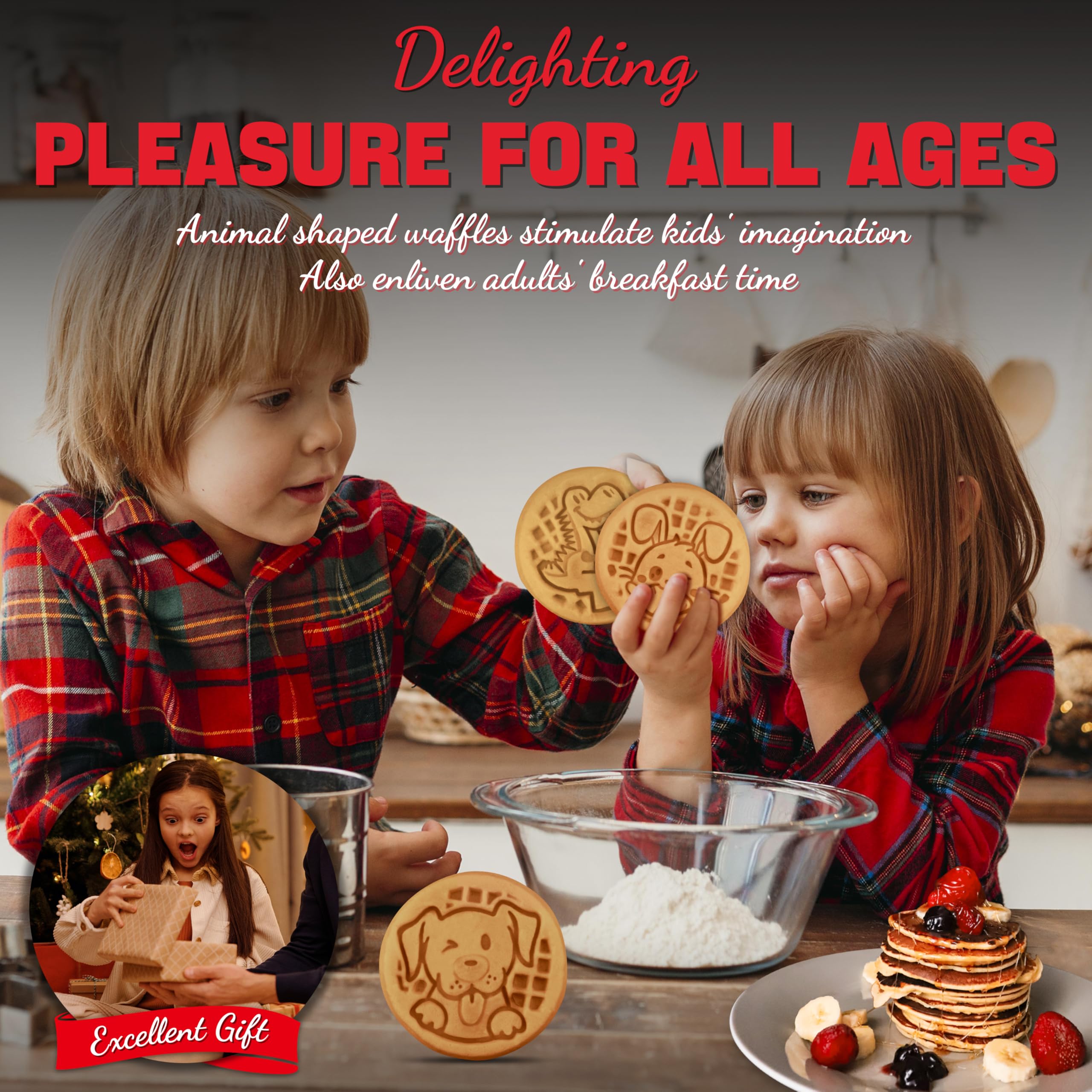 6-in-1 Mini Waffle Maker with 8 Interchangeable Plates - 4.5