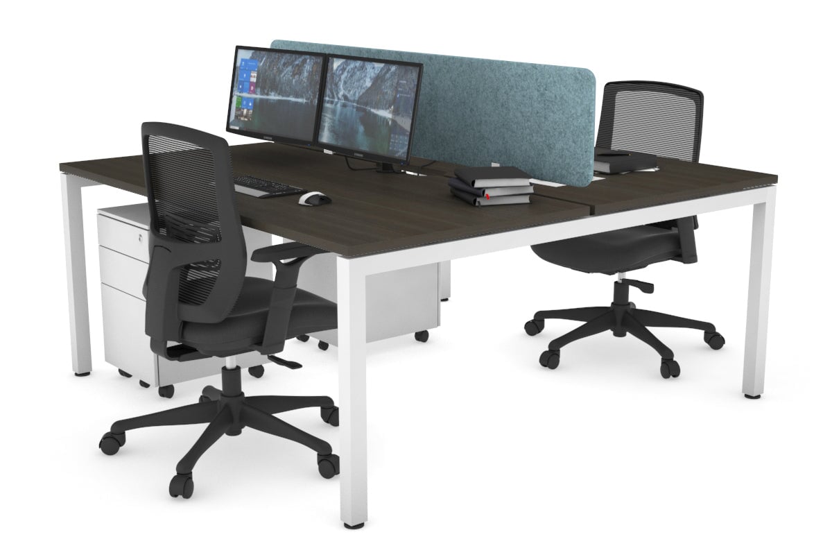 Quadro Square Legs 2 Person Office Workstation Desk - 1200L x 800W with Cable Management Scallop - Perfect for Shared Workspaces & Home Offices