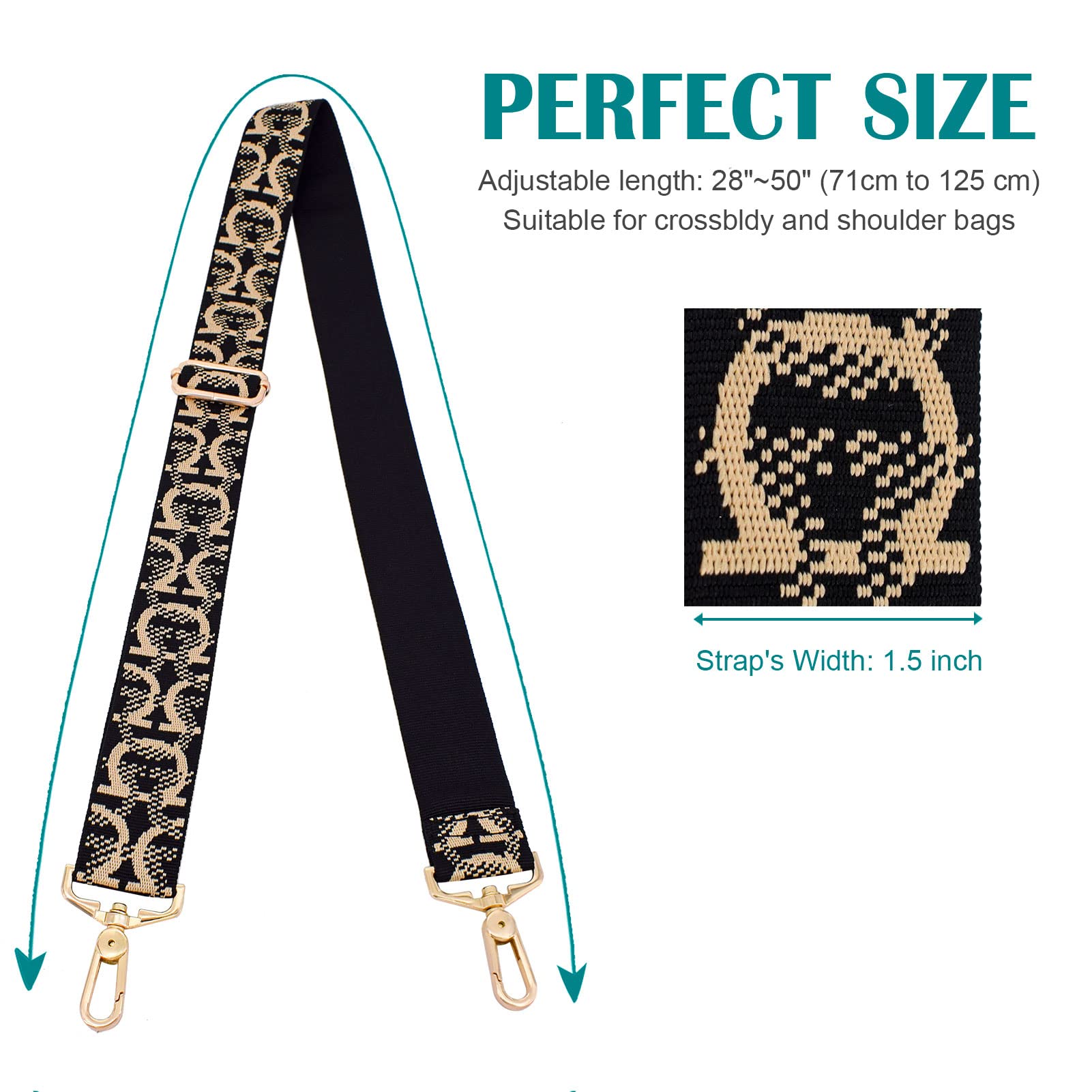 Replacement Crossbody Bag Strap with Metal Swivel Hook - Adjustable Shoulder Strap for Purses, Luggage & Guitar Cases | Perfect for Travel, Daily Use & Instrument Carrying