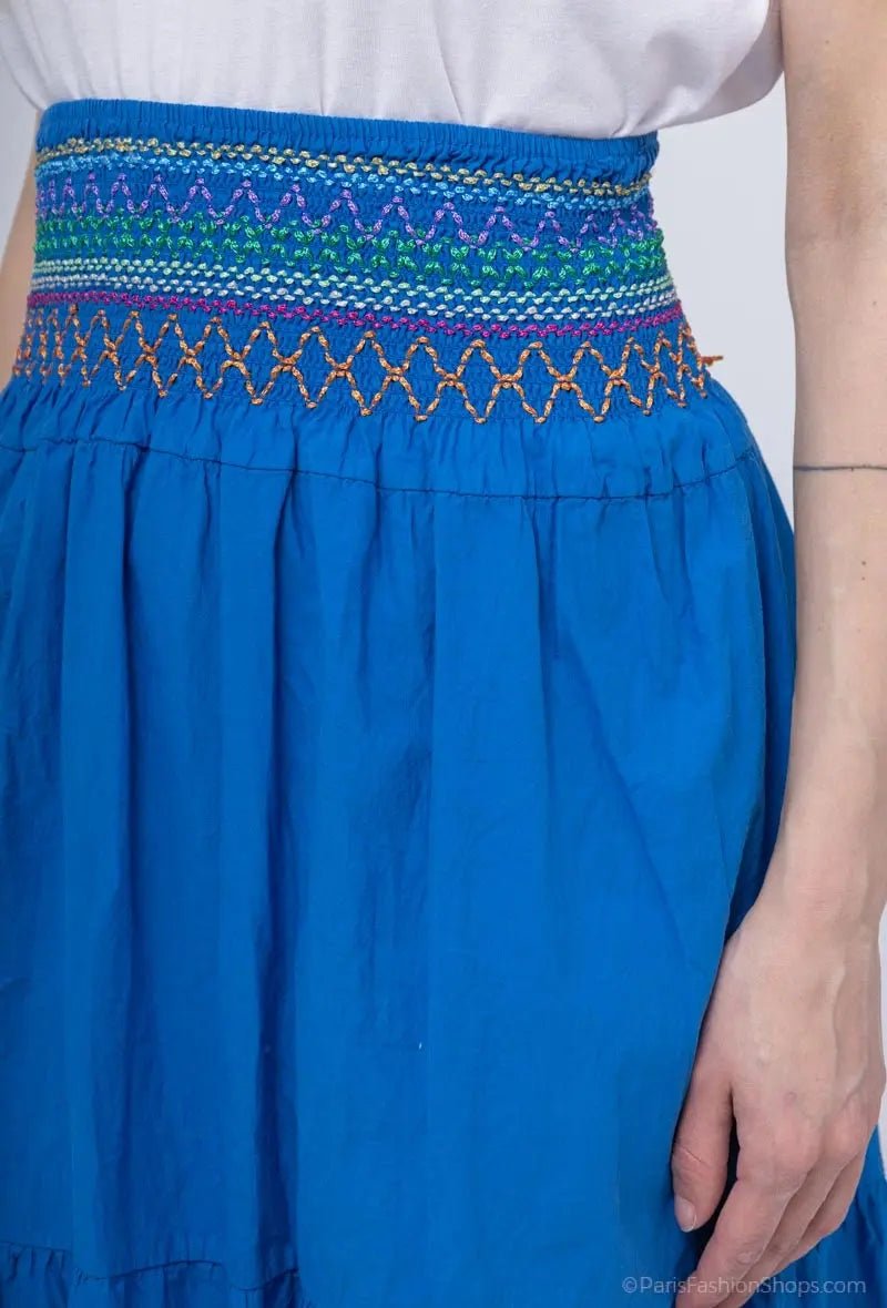 Anita Extra Long Blue Bustier Dress - Elegant Corset Top for Evening Wear, Prom, and Special Occasions