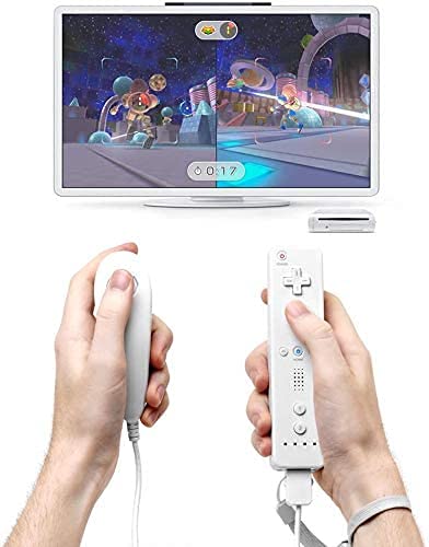 2-Pack White Wii Nunchuck Controller - Replacement for Nintendo Wii Gaming Accessories - Perfect for Multiplayer & Fitness Games