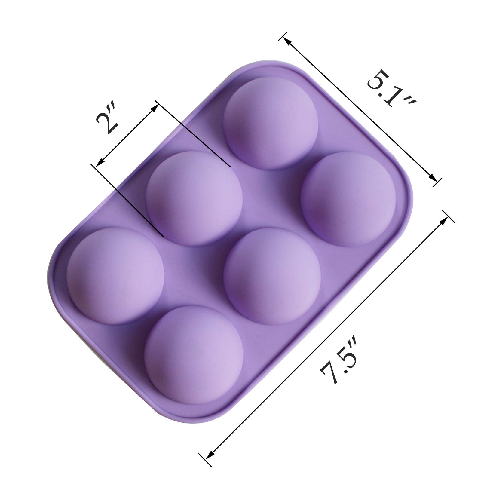 2 Pack Silicone Baking Molds - 6 Cavity Half Sphere Chocolate Candy Molds for Cake Pops, Bath Bombs, Soap Making, Jello, Resin Crafts & Halloween Gummy Eyeballs - Non-Stick Reusable DIY Mold Set for Home Baking & Party Treats