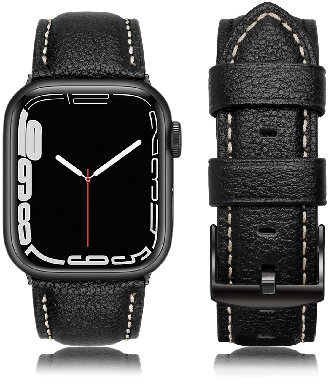 Genuine Leather Apple Watch Band 42mm 44mm 45mm Compatible with iWatch Series 8/7/6/5/4/3/2/1/SE - Soft Vintage Leather Replacement Strap for Men & Women (Retro Brown) | Perfect for Work, Gym & Everyday Wear