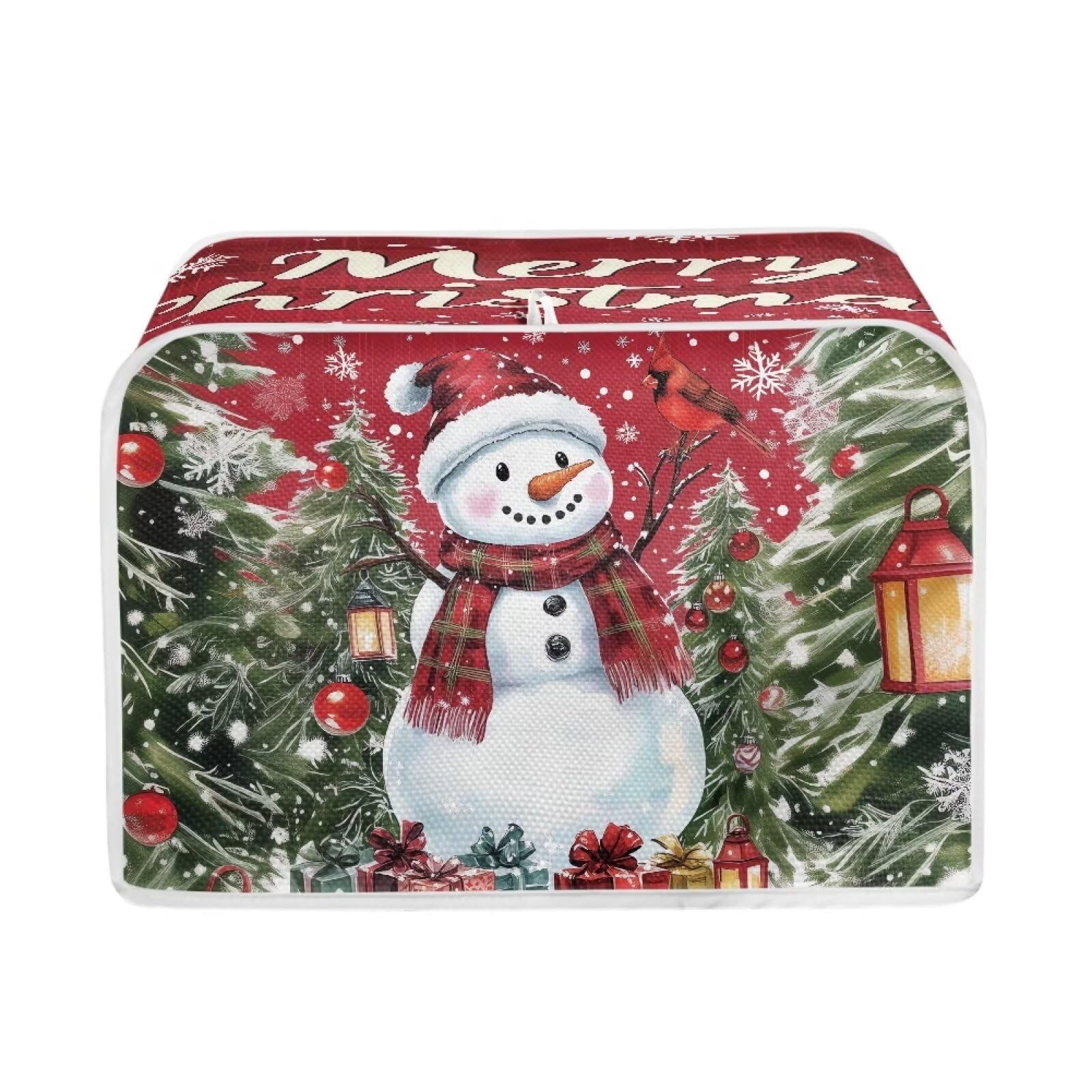 Snowman Pattern Two-Slice Toaster Cover - Christmas Kitchen Decoration & Small Appliance Protector | Dustproof Microwave Oven Cover for Holiday Decor & Stain Prevention | Perfect for Festive Kitchens & Gift-Giving