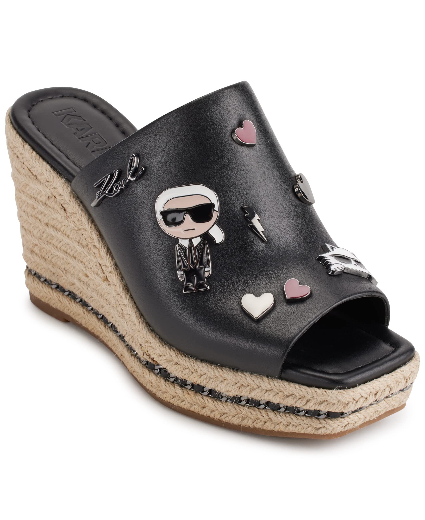Karl Lagerfeld Paris Women's Corissa Pins Wedge Sandals - Stylish Comfort for Summer, Beach & Casual Outings