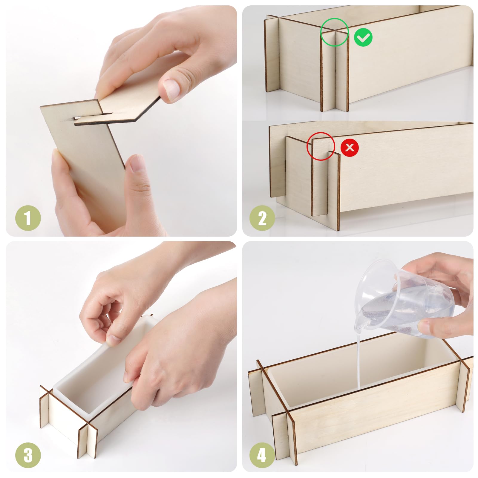 5-Piece Large Rectangle Silicone Resin Molds for Epoxy Casting - Deep Cuboid Molds with Wooden Support for Preserving Flowers, Insect Specimens, DIY Crafts, and Home Decor | Perfect for Resin Art, Jewelry Making, and Unique Gift Creation