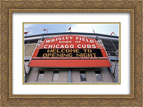 Wrigley Field 2X Matted 24x20 Gold Ornate Framed Stadium Art Print - Perfect for Baseball Fans, Sports Memorabilia Collectors & Home Office Decor