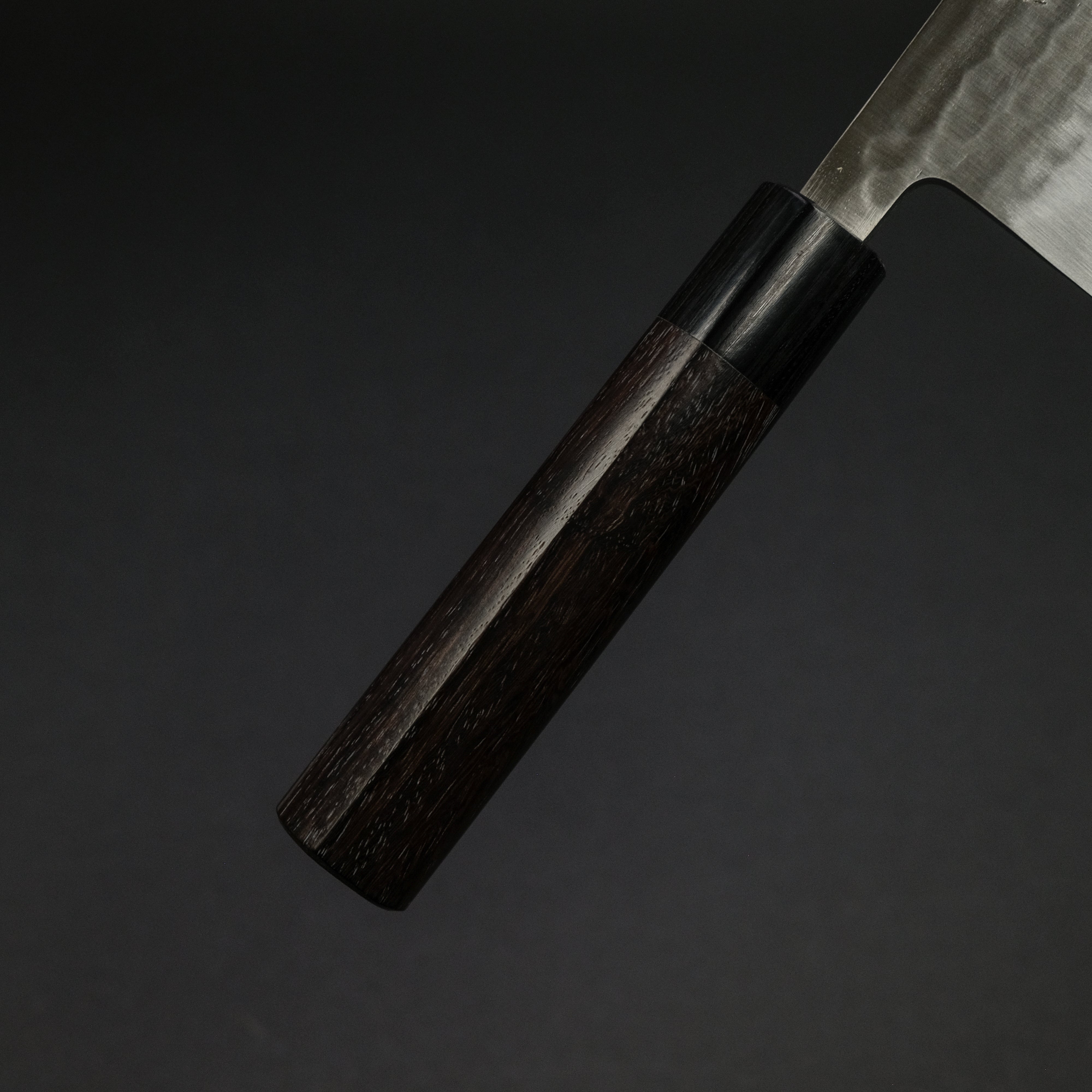 Ohishi SLD Tsuchime Nakiri Knife 165mm - Japanese Damascus Steel Chef Knife with Ebony Wood Handle - Perfect for Sushi, Vegetables & Precision Cutting