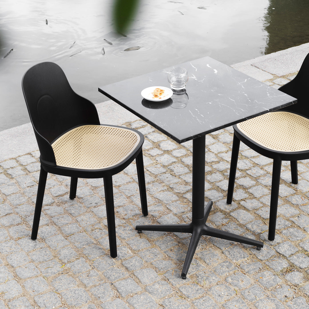 Allez Square Outdoor Cafe Table - Durable Metal Bistro Set for Patio, Garden, Restaurant - Weather-Resistant & Easy to Clean - Perfect for Dining, Coffee, Socializing Outdoors