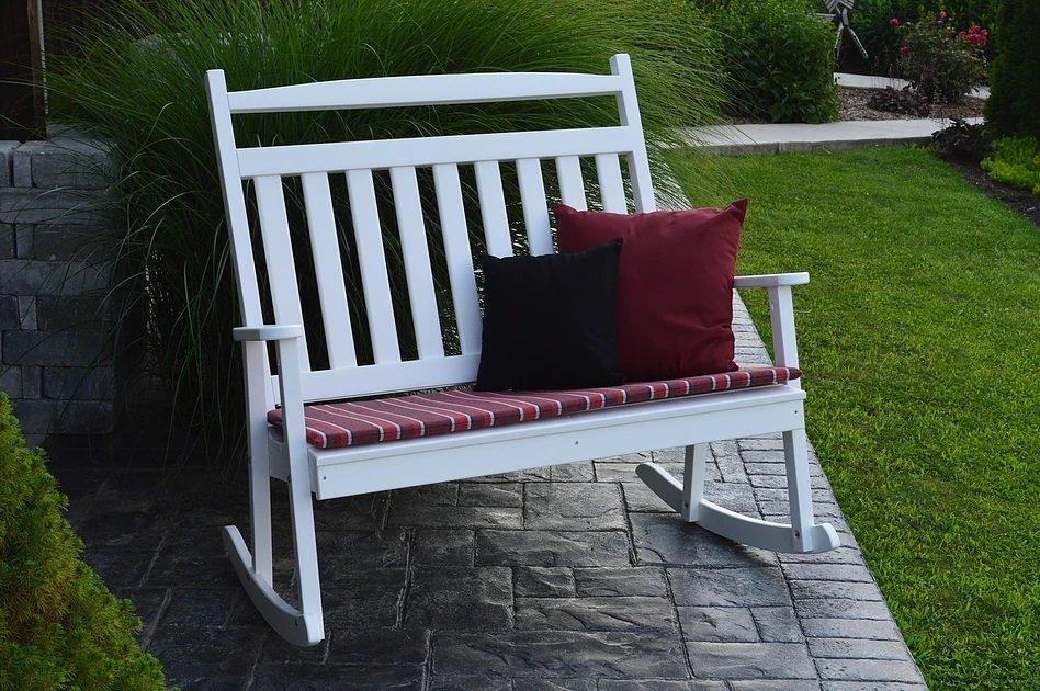 A & L Furniture Poly Classic Double Rocker - Comfortable Outdoor Patio Rocking Chair for Porch, Garden, and Backyard Relaxation