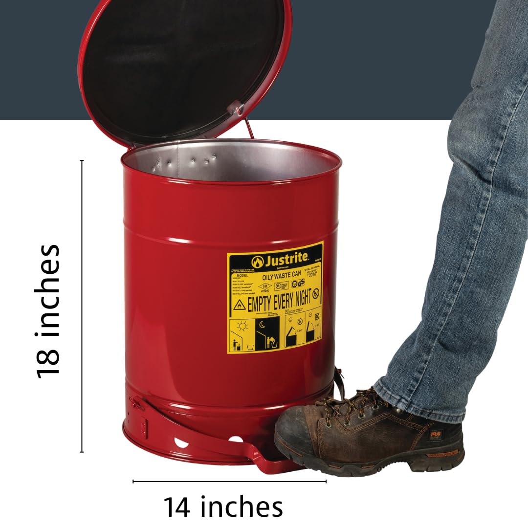 Justrite 10 Gallon Galvanized Steel Oily Waste Can - 18