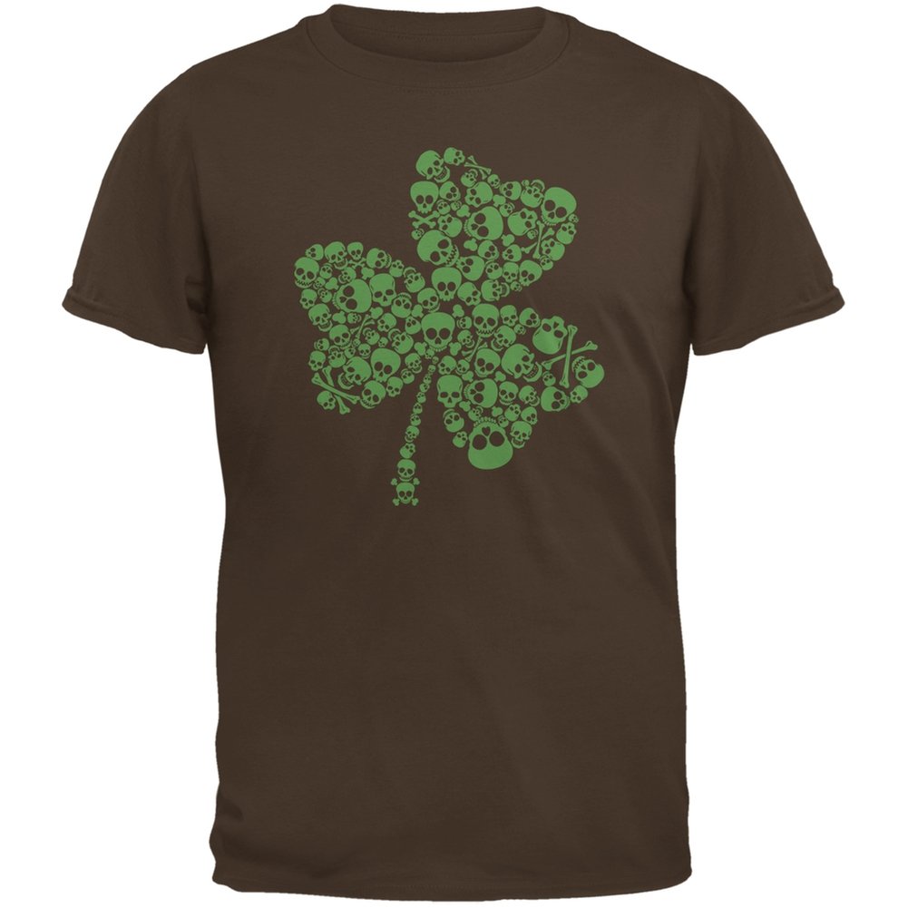 Old Glory St. Patrick's Day Skull Shamrock Brown Adult T-Shirt | Irish Pride Graphic Tee for Men & Women | Perfect for Pub Crawls, Parades & Celtic Festivals