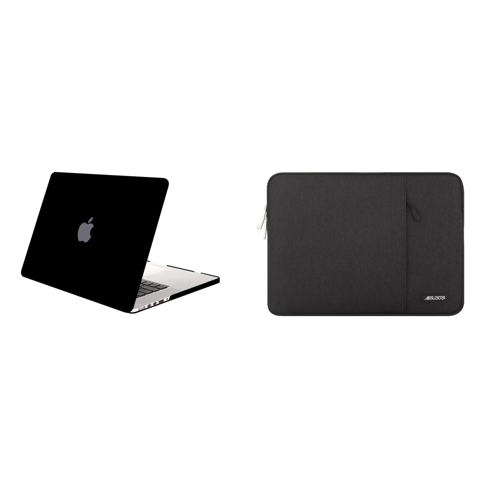 MOSISO Hard Shell Case & Vertical Sleeve Bag for MacBook Pro 13 inch (2012-2015 Models A1502 & A1425) - Durable Plastic Protective Cover with Pocket - Perfect for Travel, Office, and School Use - Black