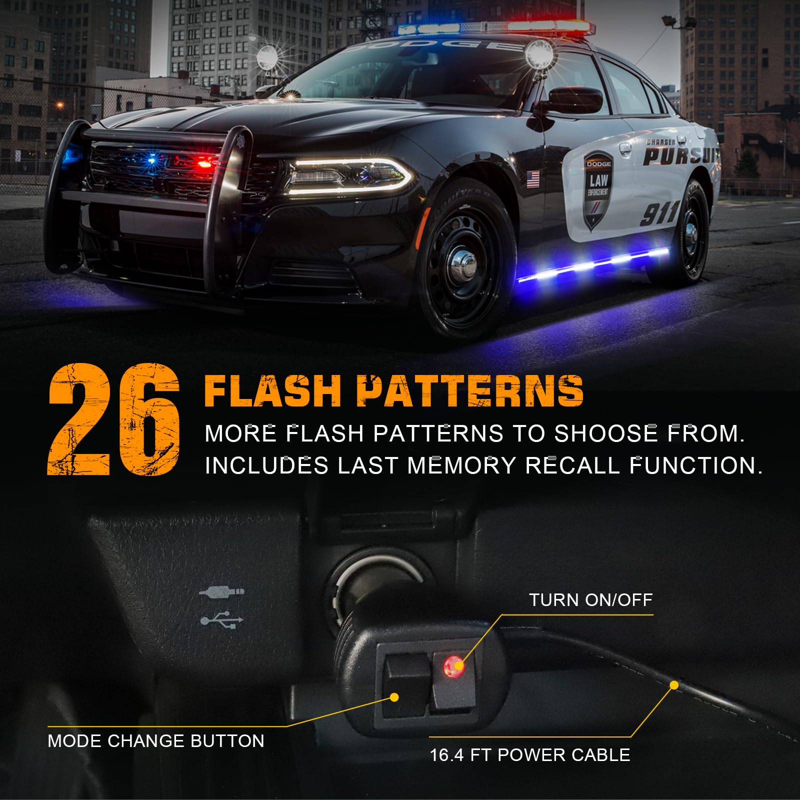 XRIDONSEN 2PCS 70-Inch Truck Emergency Light Strips - 864 LED Blue & White Strobe Running Board Lights - Waterproof Flexible Warning Lights for Police, Firefighter, Pickup, SUV, Off-Road Vehicles - Ideal for Night Safety, Roadside Emergencies & Work Zone Visibility