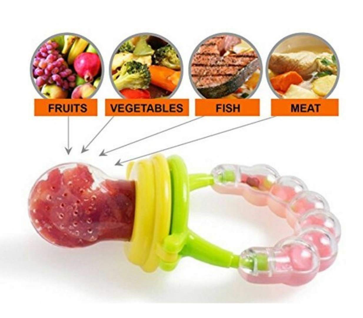 SYGA Fresh Food Nibbler - Baby Fruit Feeder Pacifier with Soft Silicone Mesh for Teething Infants (Cyan) | Safe & Easy Way to Introduce Solids, Perfect for On-the-Go Feeding & Soothing Sore Gums