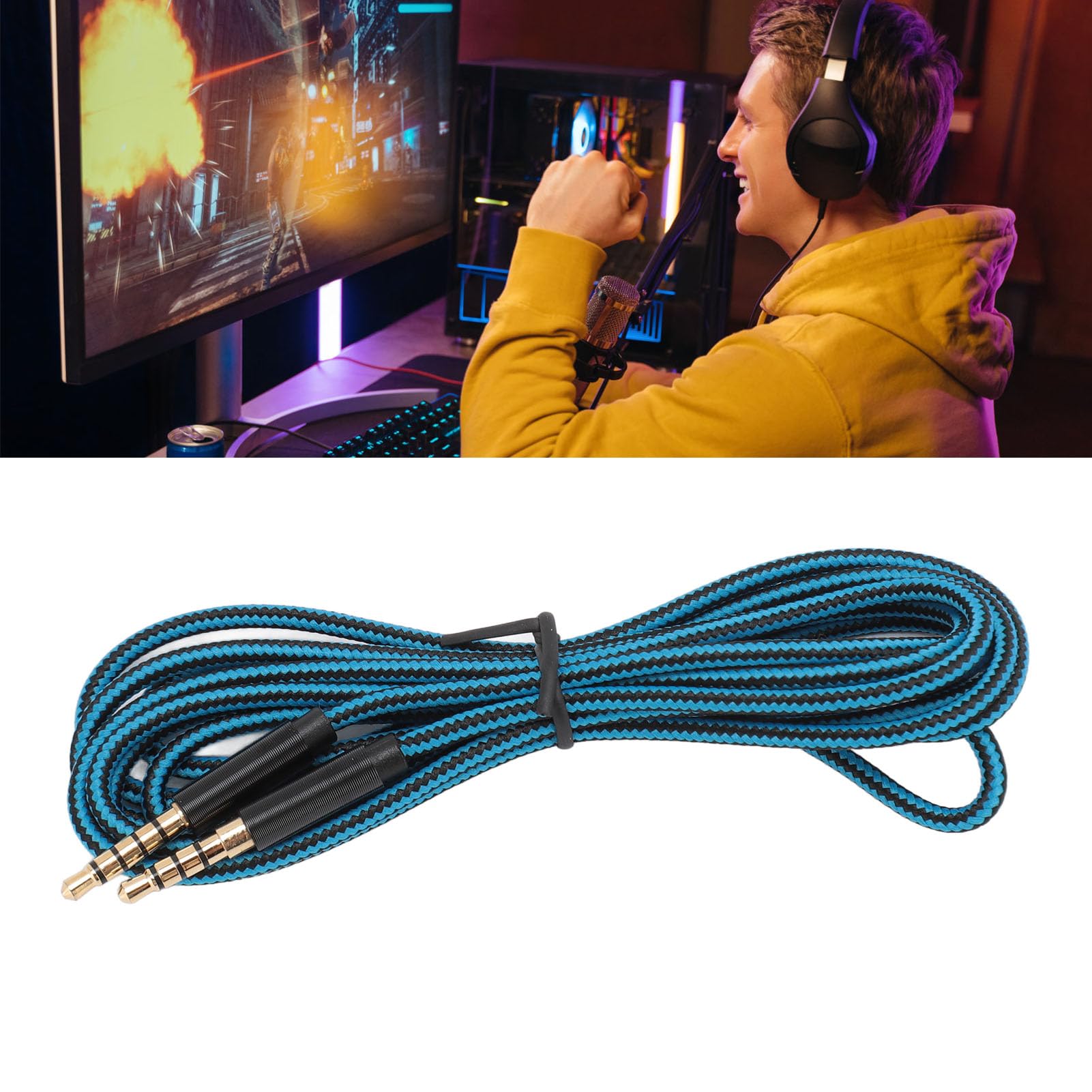 Premium 3.5mm 5-Pole to 4-Pole Audio Cable for Logitech A10 A30 Gaming Headset - Gold Plated Connectors, 2m/6.6ft Length - Perfect for PC, PS4, Xbox Gaming & Home Theater Systems