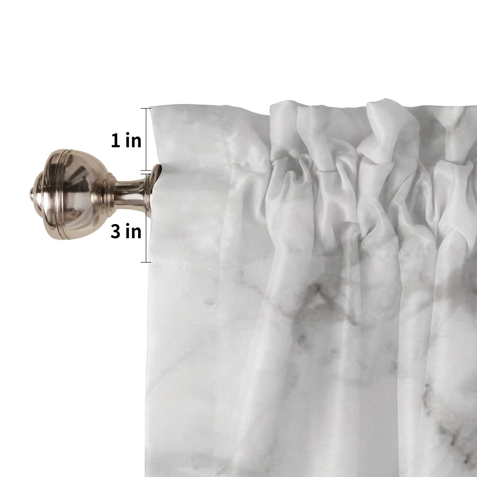 Marble Crack Design Window Curtains 55''x45'' - Set of 2 Panels, Rod Pocket Kitchen Drapes for Half Windows, White Bathroom & Cafe Curtains - Perfect for Small Kitchens, Bathrooms, and Cozy Cafés