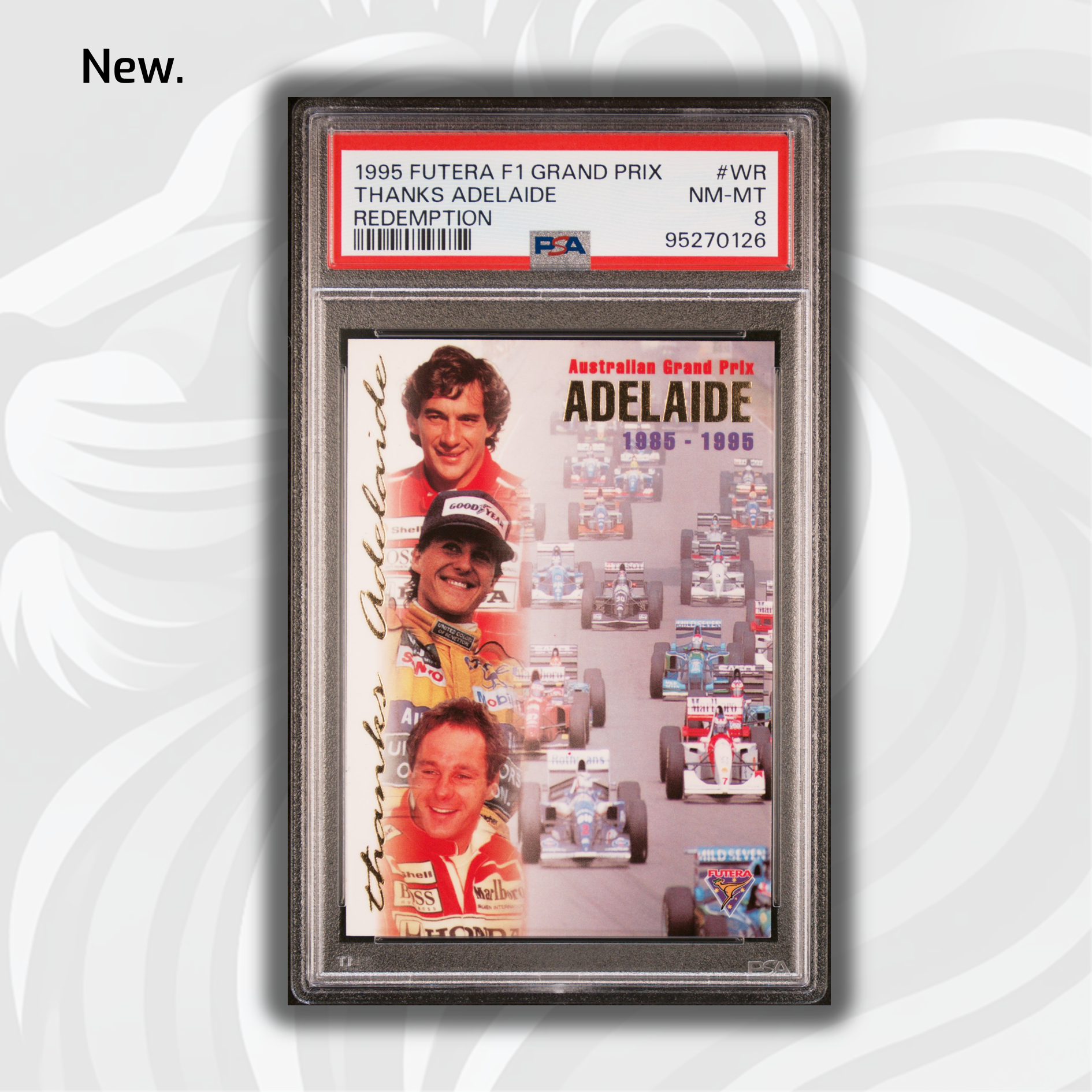 1995 Futera F1 Grand Prix PSA 8 Graded Adelaide #WR 2747/3000 Redemption Card - Perfect for F1 Collectors, Racing Memorabilia Displays, and Sports Card Investments