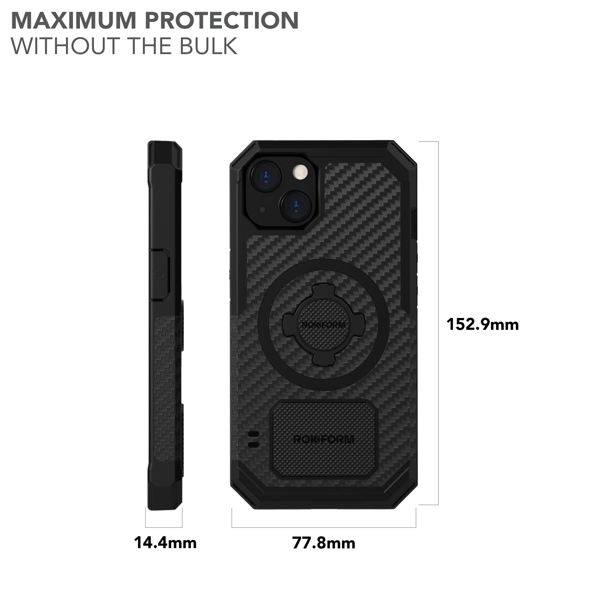 Rokform Rugged Series iPhone 13 Case - Dual Magnet & MagSafe Compatible, Magnetic Protective Cover with RokLock Twist Lock, Drop Tested Armor (Black) - Perfect for Outdoor Adventures & Active Lifestyles