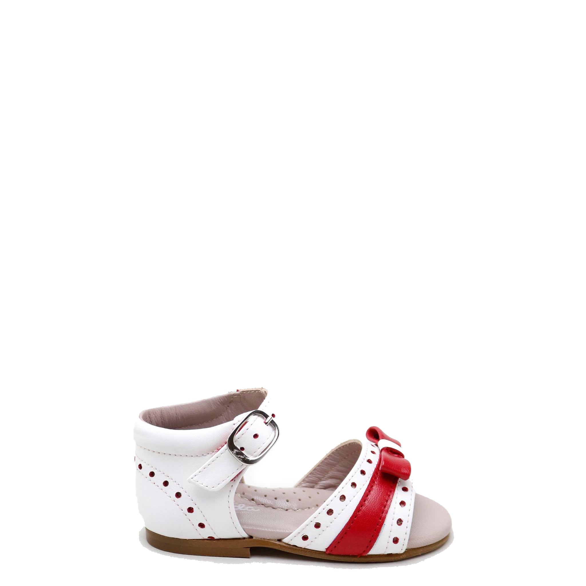 White and Red Bow Baby Sandals for Girls - Soft Sole First Walkers - Perfect for Special Occasions, Parties & Photoshoots