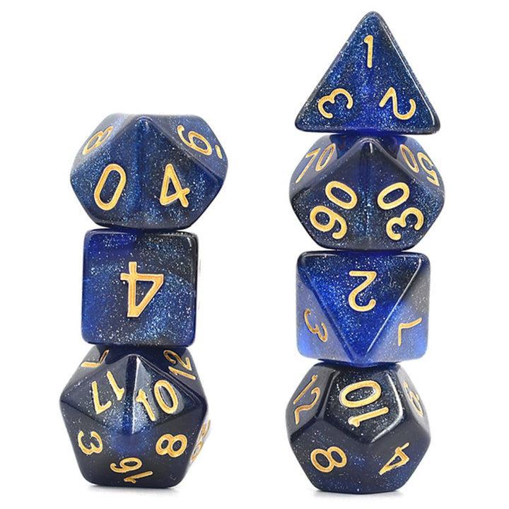 Black & Blue Galaxy 7-Dice RPG Set for Dungeons & Dragons, Pathfinder & Tabletop Gaming - Premium Polyhedral Dice for Role-Playing Games & Board Game Nights
