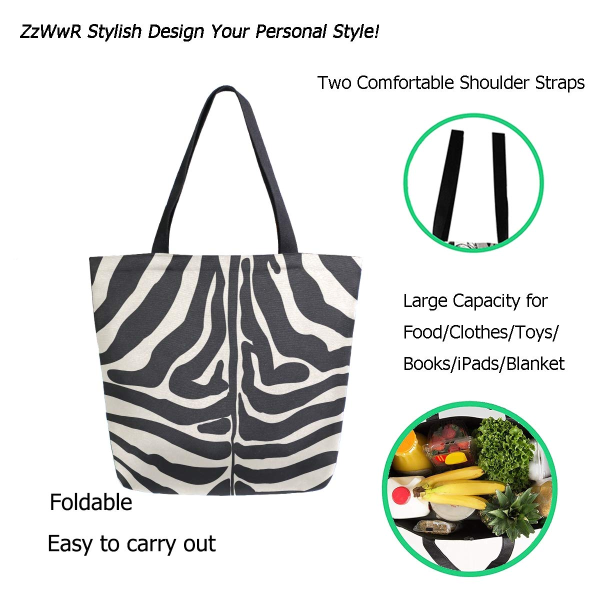 Stylish Large Canvas Tote Bag for Women - Durable Beach Bag, Travel Weekender, Gym & Grocery Shopping - Perfect for Work, Vacation & Everyday Use