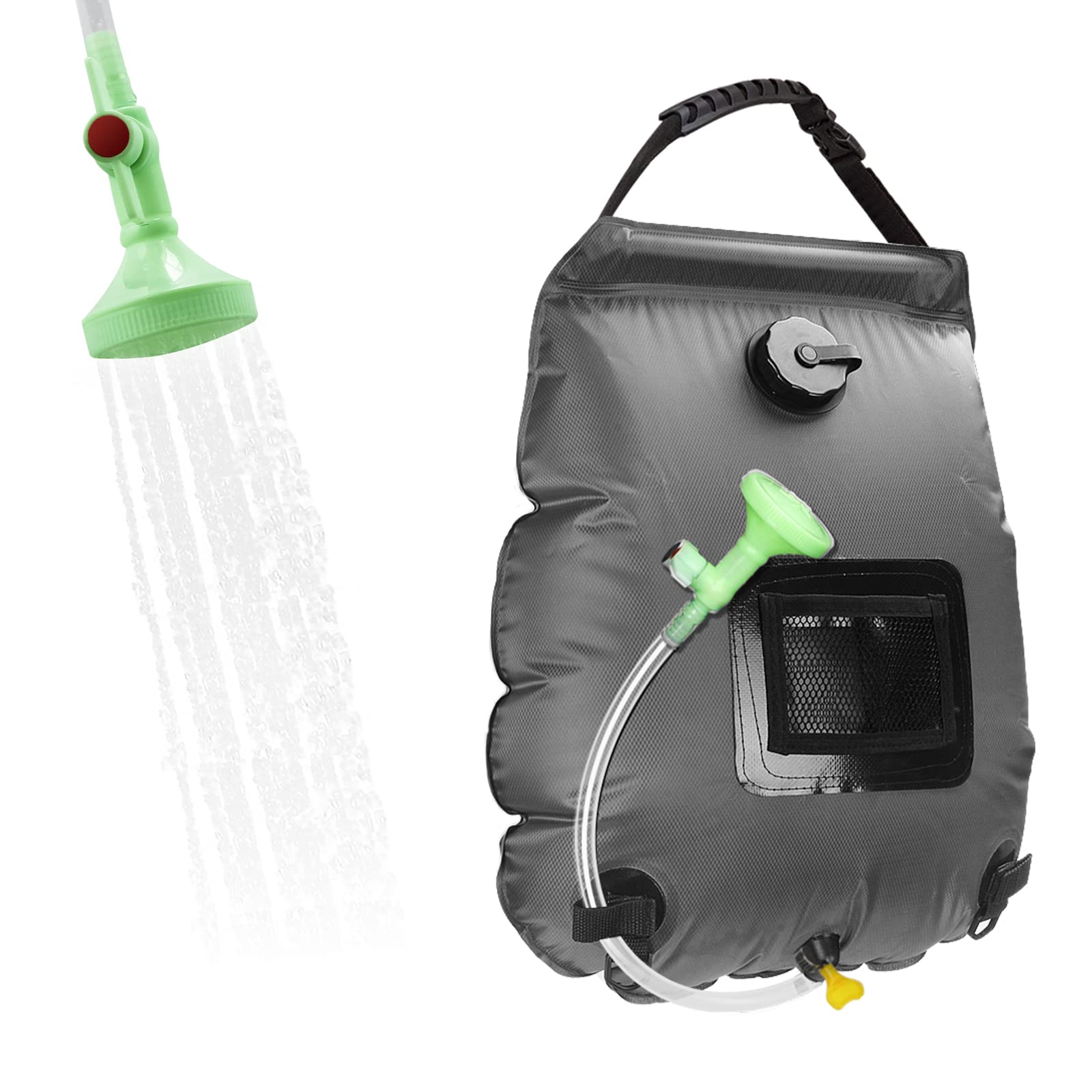 5 Gallon Solar Shower Bag for Camping - 20L Portable Outdoor Shower with Removable Hose & On/Off Switchable Shower Head - Perfect for Beach, Hiking, RV Trips and Emergency Preparedness