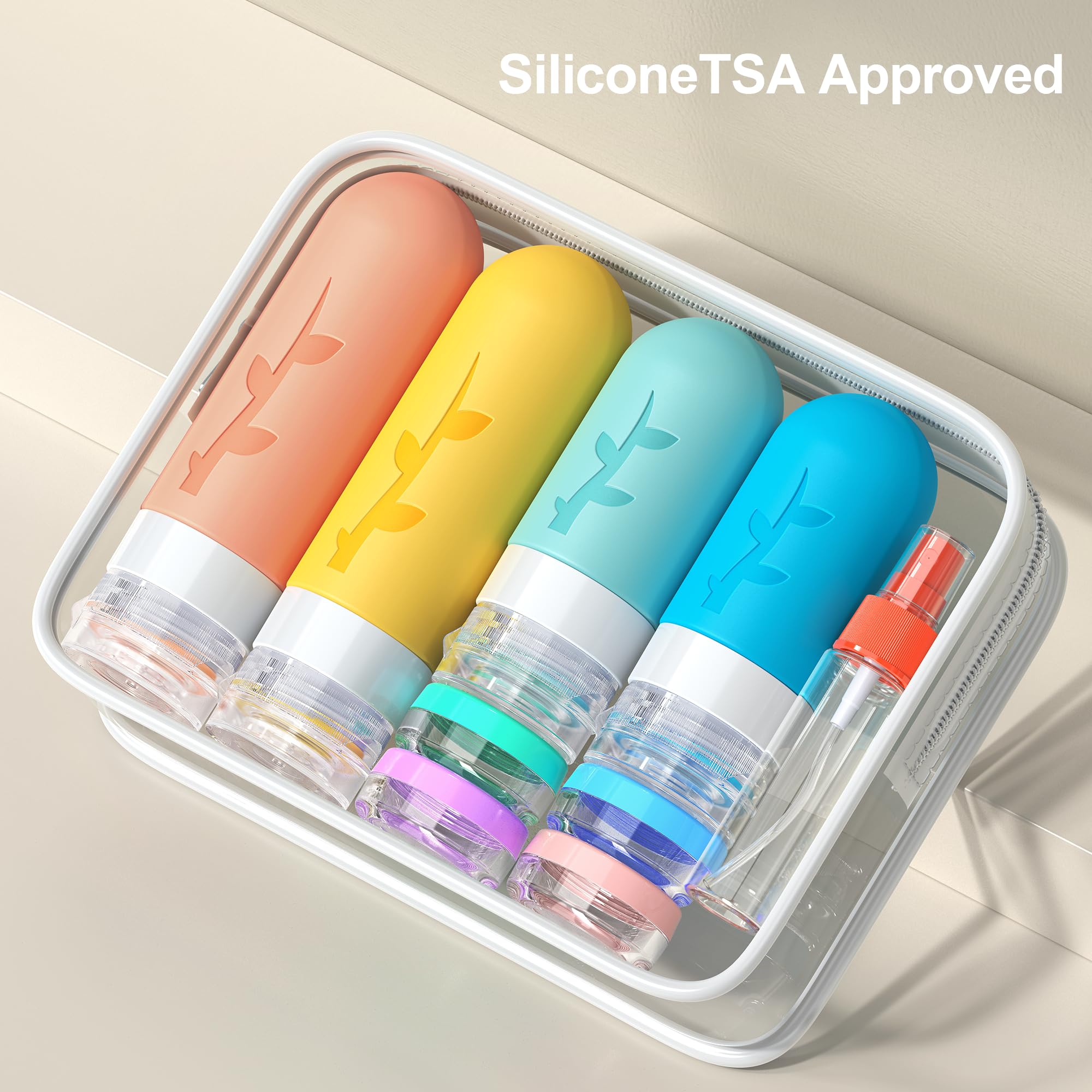 18-Piece TSA Approved Silicone Travel Bottles Set - Leakproof & Refillable Toiletry Containers for Shampoo, Lotion & Cosmetics | Perfect for Air Travel, Gym & Vacation Essentials