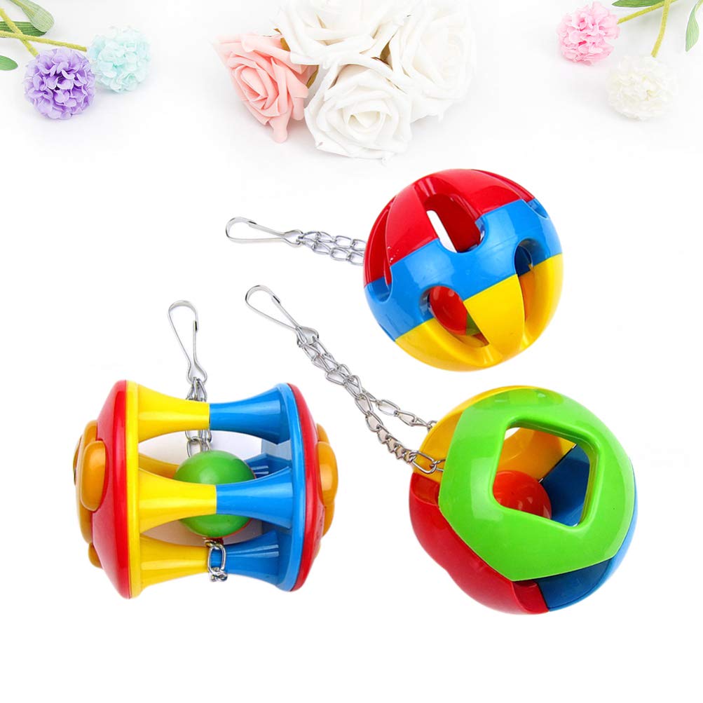 Balacoo Parrot Toys - 3pcs Interactive Chew Bite Toys for Cockatiels, Conures & Lovebirds | Hollow-Out Feet Rattle, Educational & Fun Playing | Perfect for Training, Boredom Relief & Bonding Time