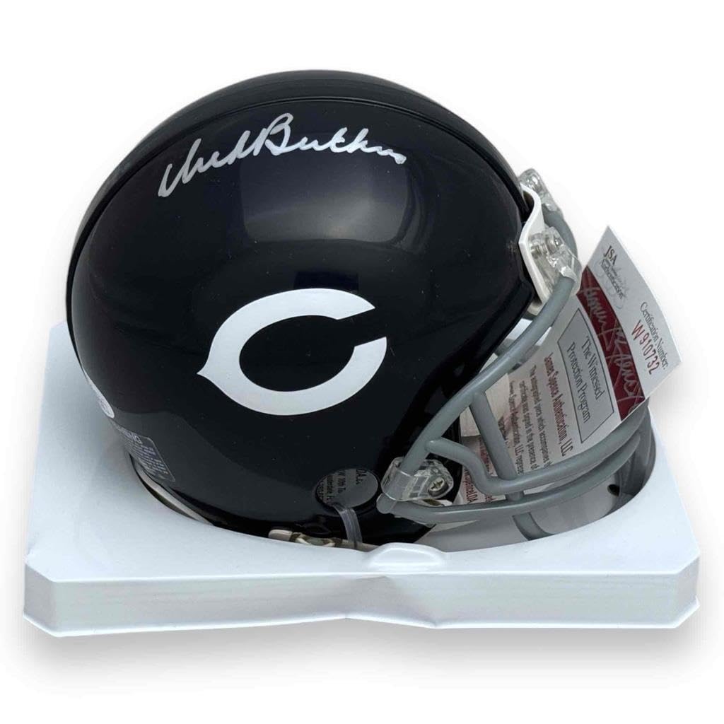 Dick Butkus Autographed Chicago Bears Mini Helmet with JSA Certificate - Signed NFL Collectible for Fans, Display, and Memorabilia Collection