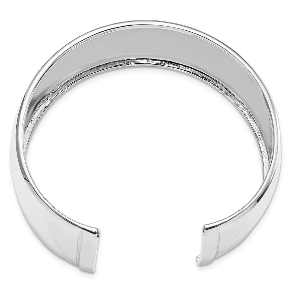 Black Sterling Silver 28mm Polished Cuff Bracelet - Elegant for Parties & Weddings