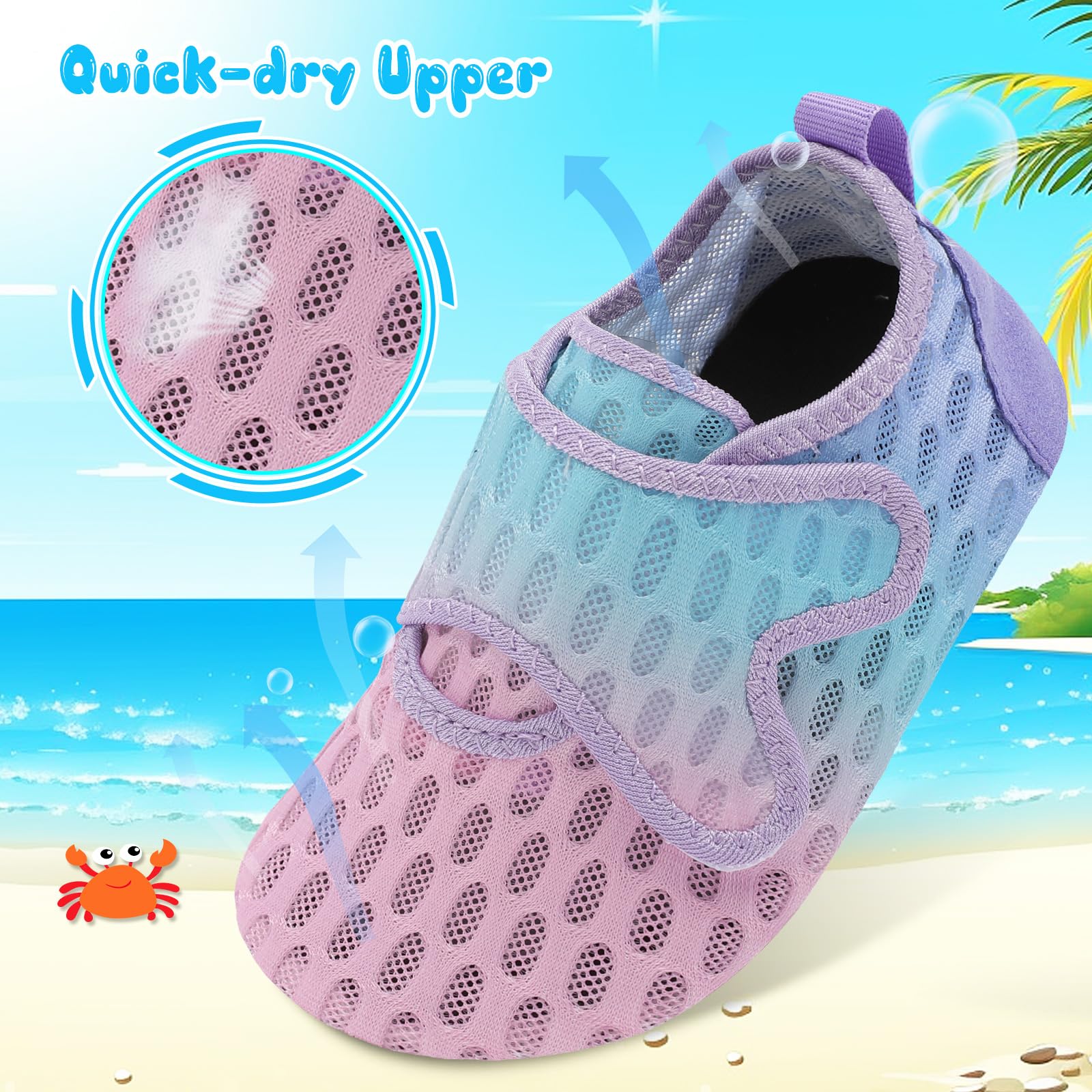 XIHALOOK Toddler Water Shoes for Boys & Girls - Quick Dry, Lightweight, Barefoot Aqua Socks for Beach, Pool, Swim & Outdoor Adventures