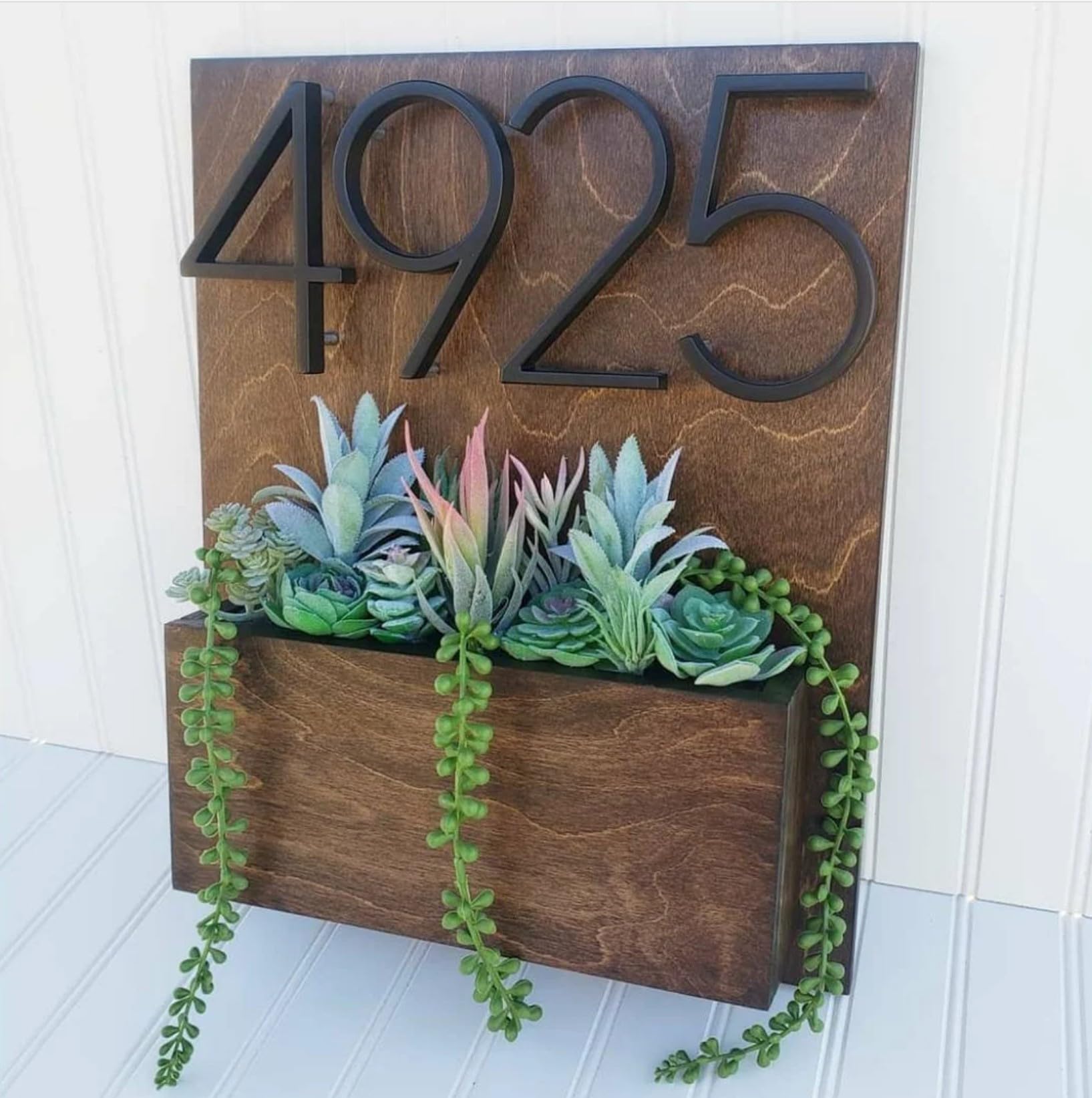 Customizable Address Sign with Planter Box - Modern House Number Plaque for Front Porch & Garden Decor - Perfect for Home, Apartment, and Mailbox Identification