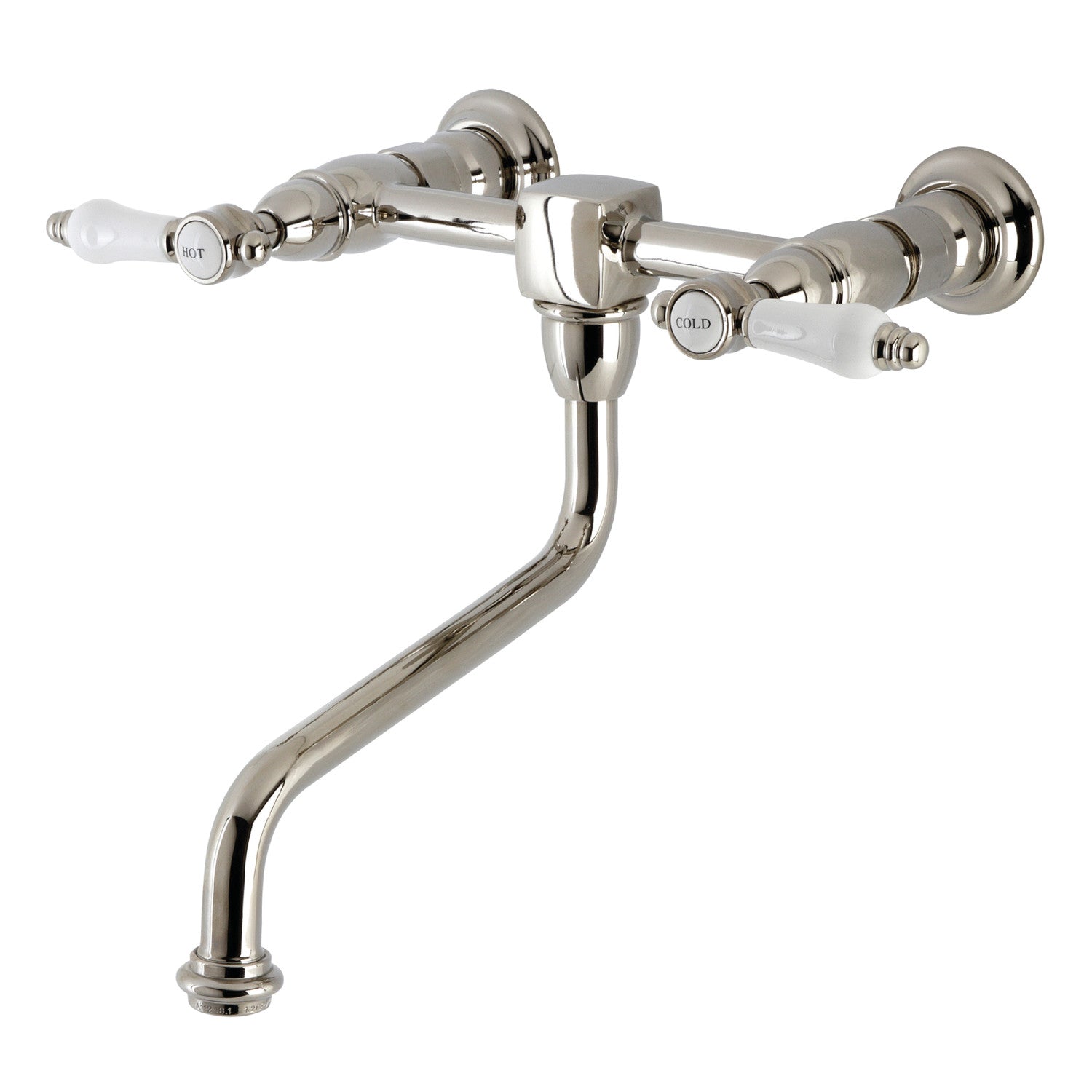 Bel Air KS1216BPL Double Handle 2 Hole Wall Mount Bathroom Faucet in Polished Nickel - Perfect for Modern Bathrooms and Powder Rooms