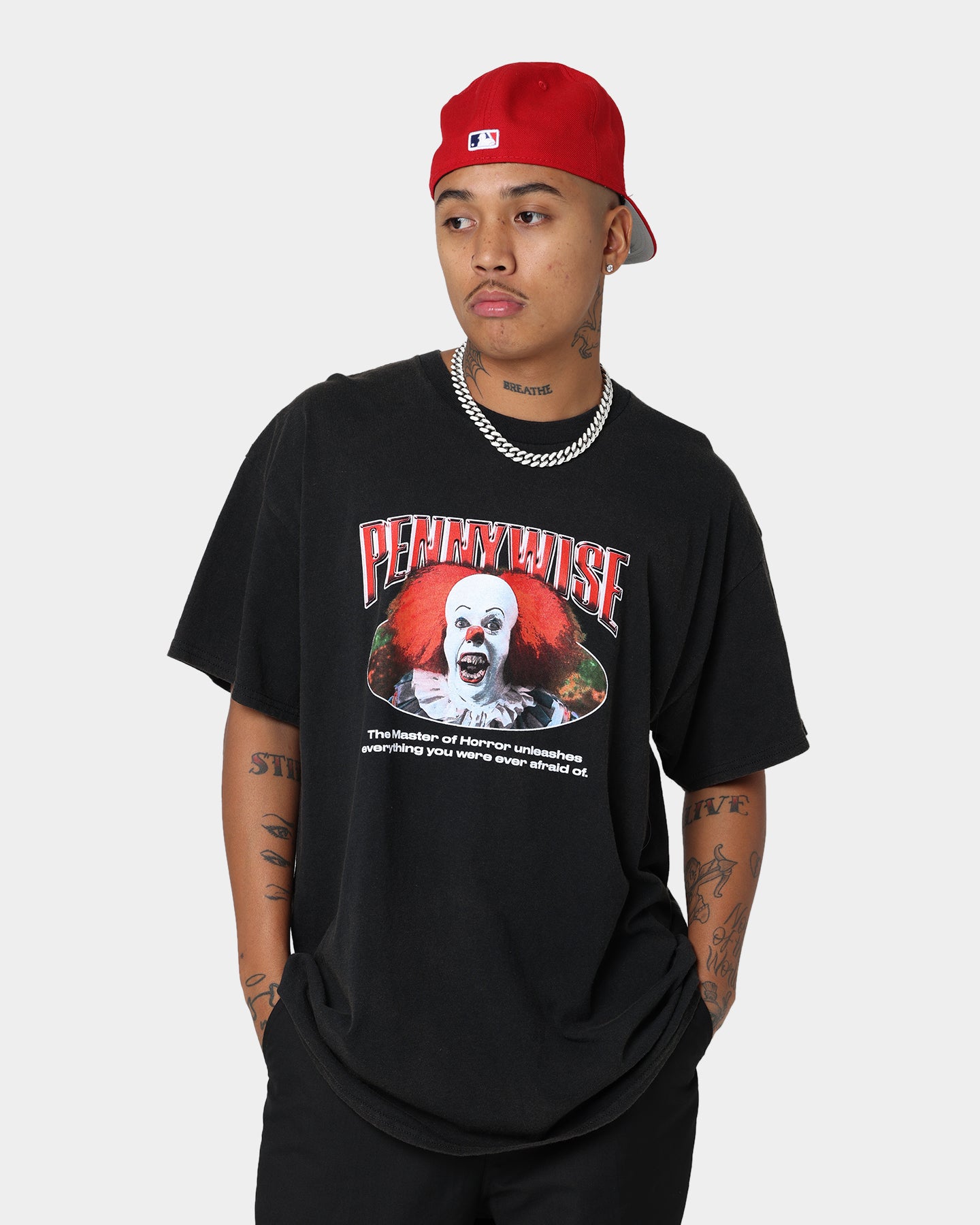 Vintage Pennywise IT Movie T-Shirt - Black Wash Distressed Style - Perfect for Halloween Costumes & Horror Fan Gifts