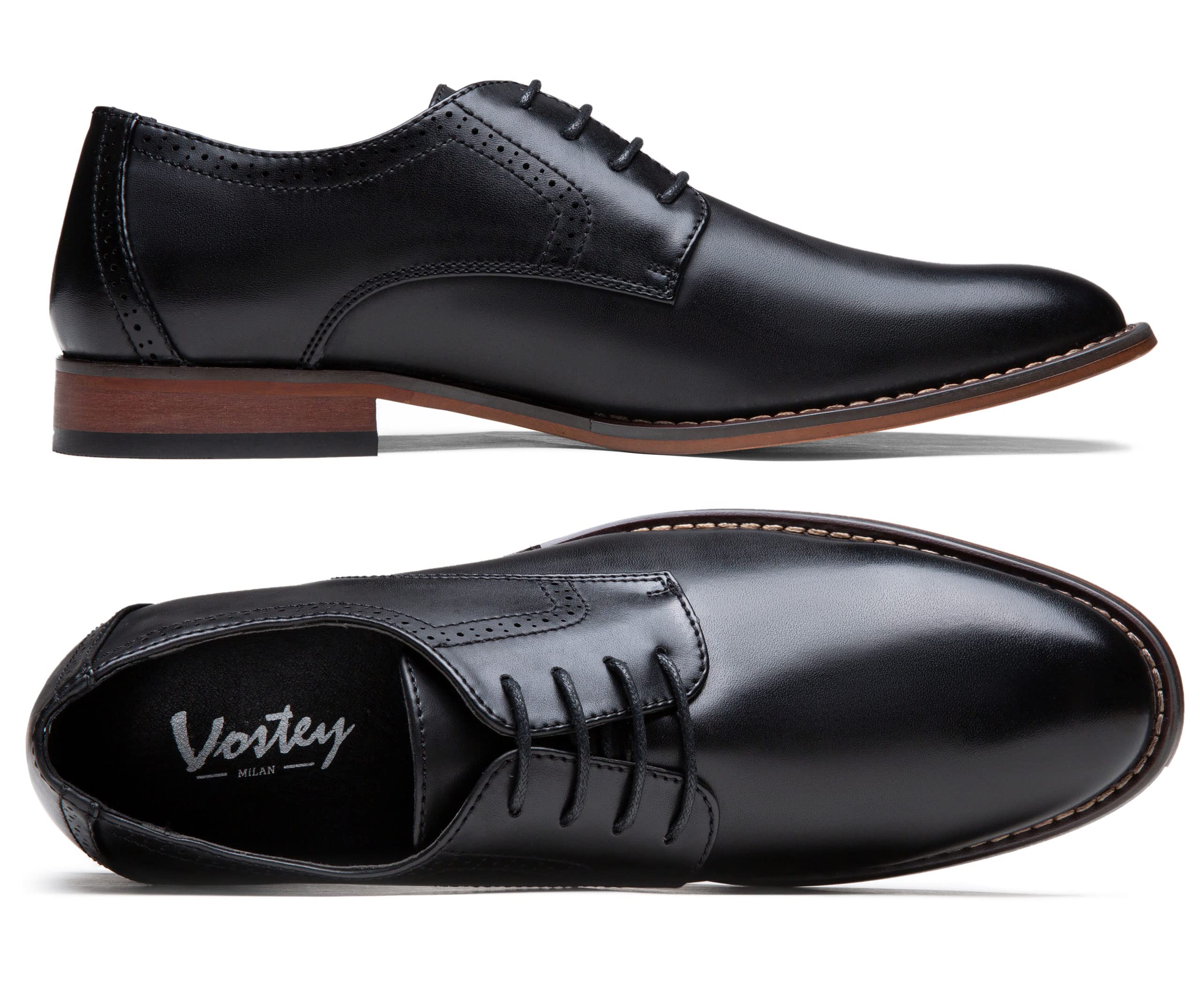 Vostey Men's Classic Wingtip Brogue Oxford Dress Shoes – Formal Business & Wedding Shoes for Men – Comfortable & Stylish Leather Shoes for Office, Party & Special Occasions