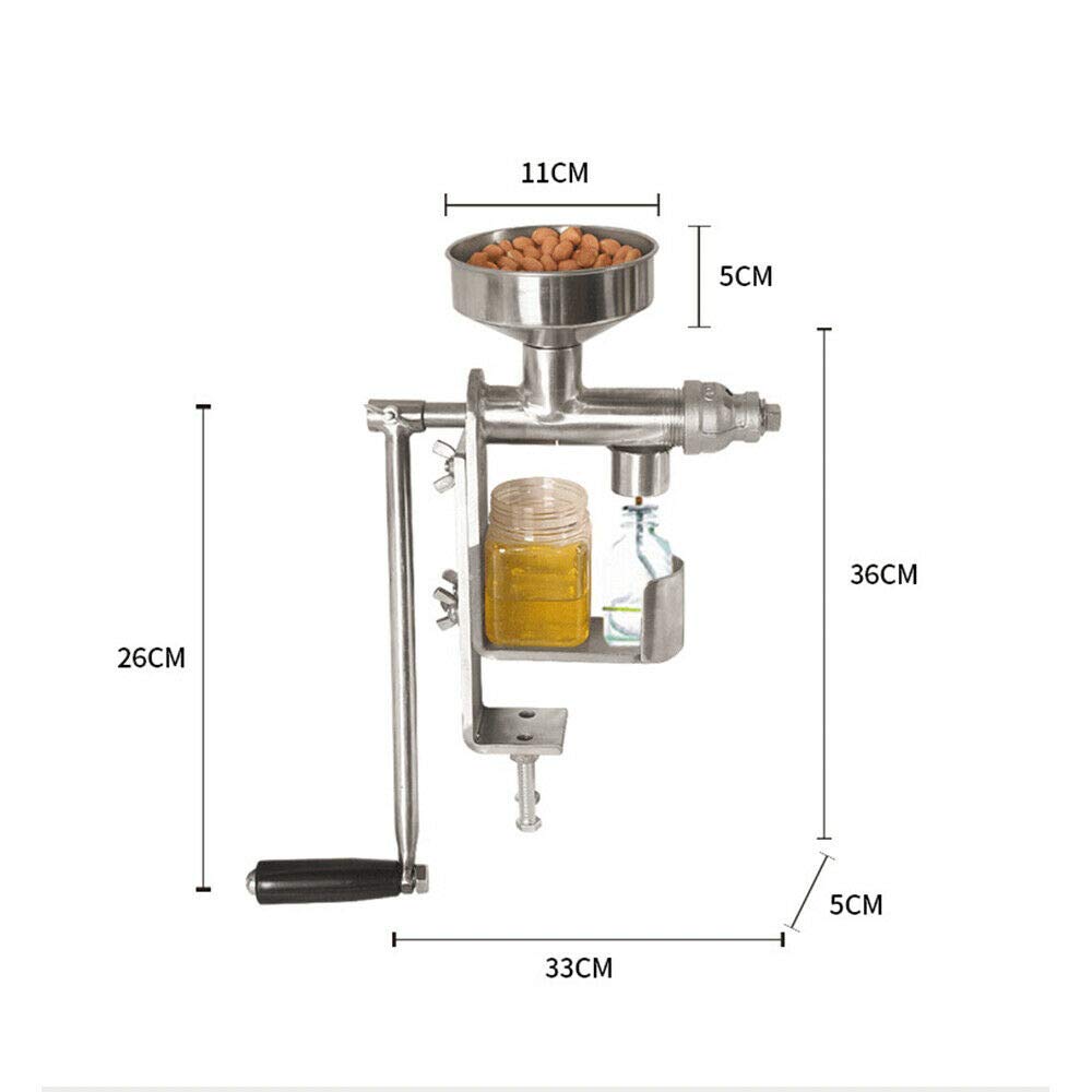 DreamLab Manual Oil Press Machine - 304 Stainless Steel Nut & Seed Oil Expeller for Peanut, Almond, Walnut - Perfect for Home Use & Healthy Cooking