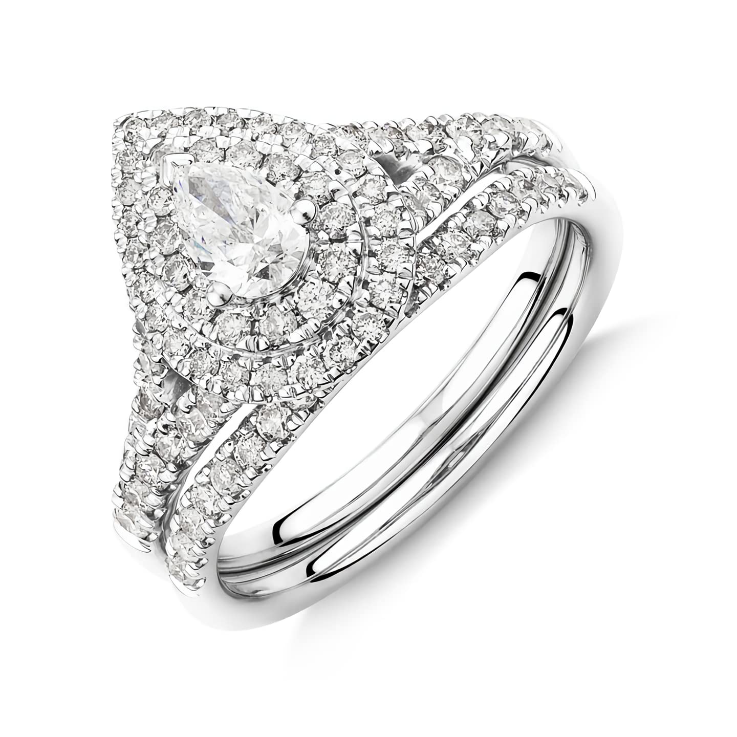 1 Carat Moissanite Engagement Ring Set for Women - Platinum Plated Sterling Silver Wedding Band - Elegant Bridal Jewelry for Proposals, Anniversaries & Special Occasions | Perfect for Valentine's Day, Christmas Gifts & Romantic Surprises