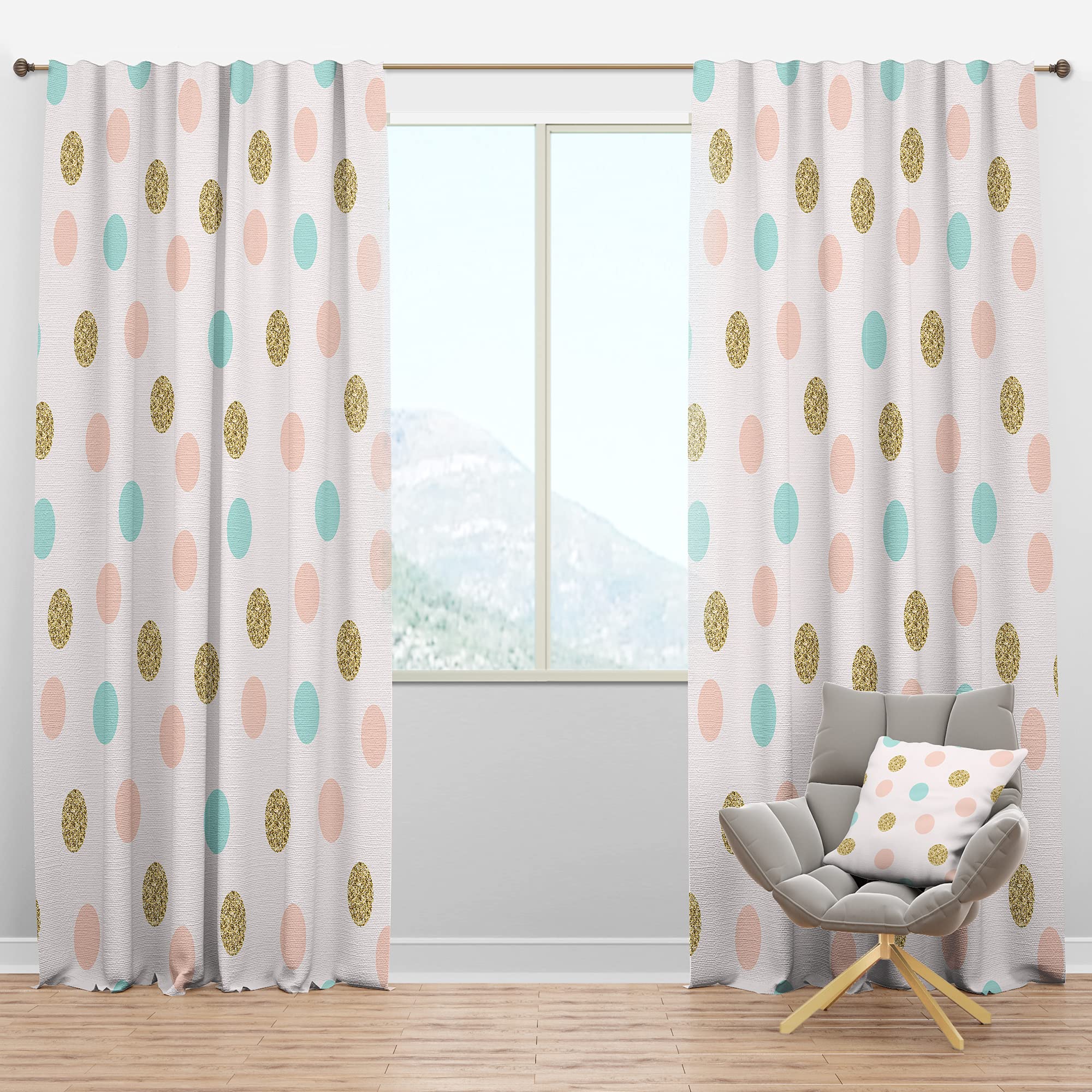 DesignQ Blackout Curtains 'Gold Chic Design III' - Thermal Insulated Single Panel (52x90 Inches) for Bedroom & Living Room - Noise Reducing & Energy Saving Window Drapes for Better Sleep & Home Decor