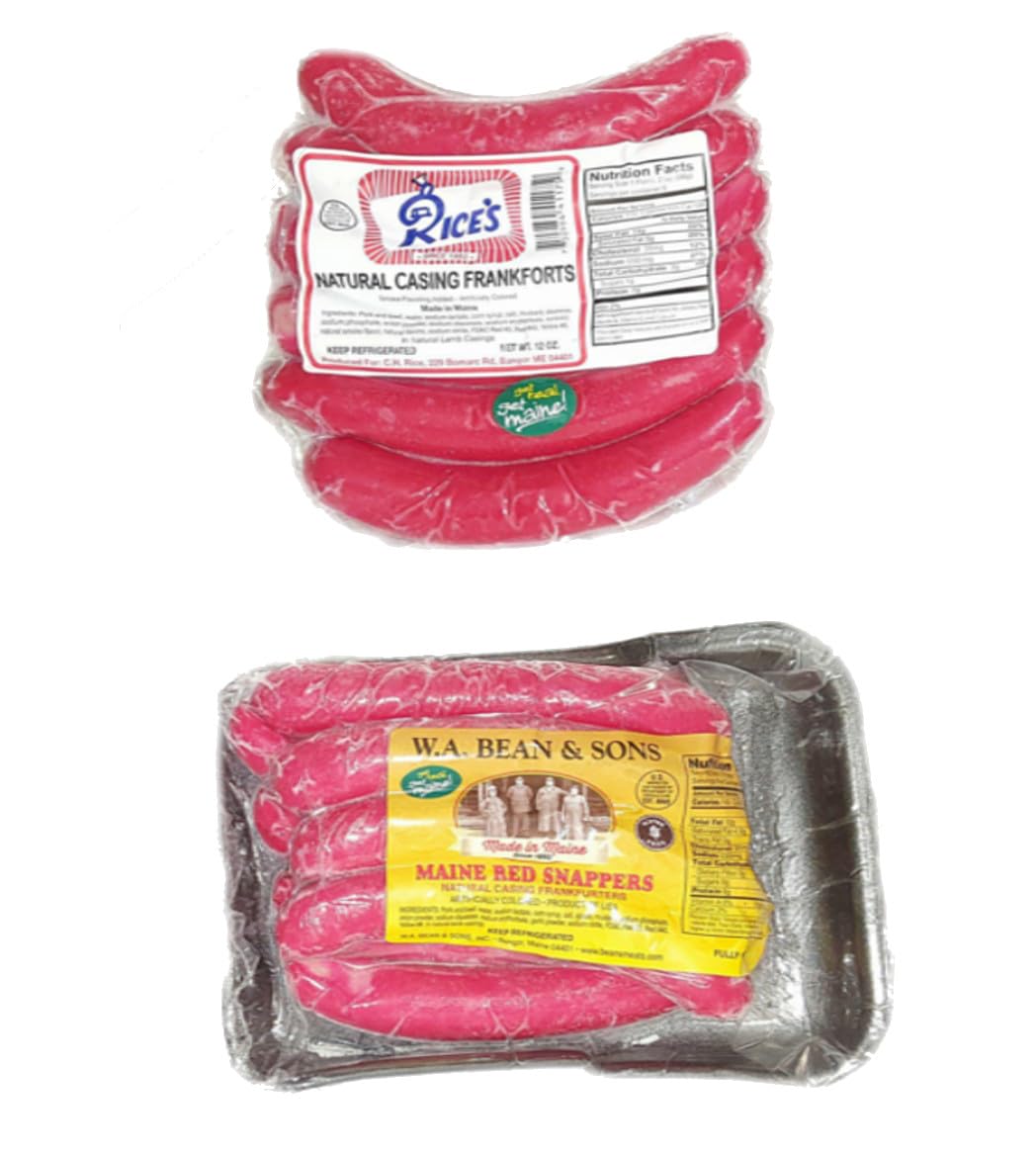 Maine Red Hot Dogs (2 Pack) - All Natural, Skinless Beef Franks - Perfect for BBQs, Picnics, and Family Gatherings