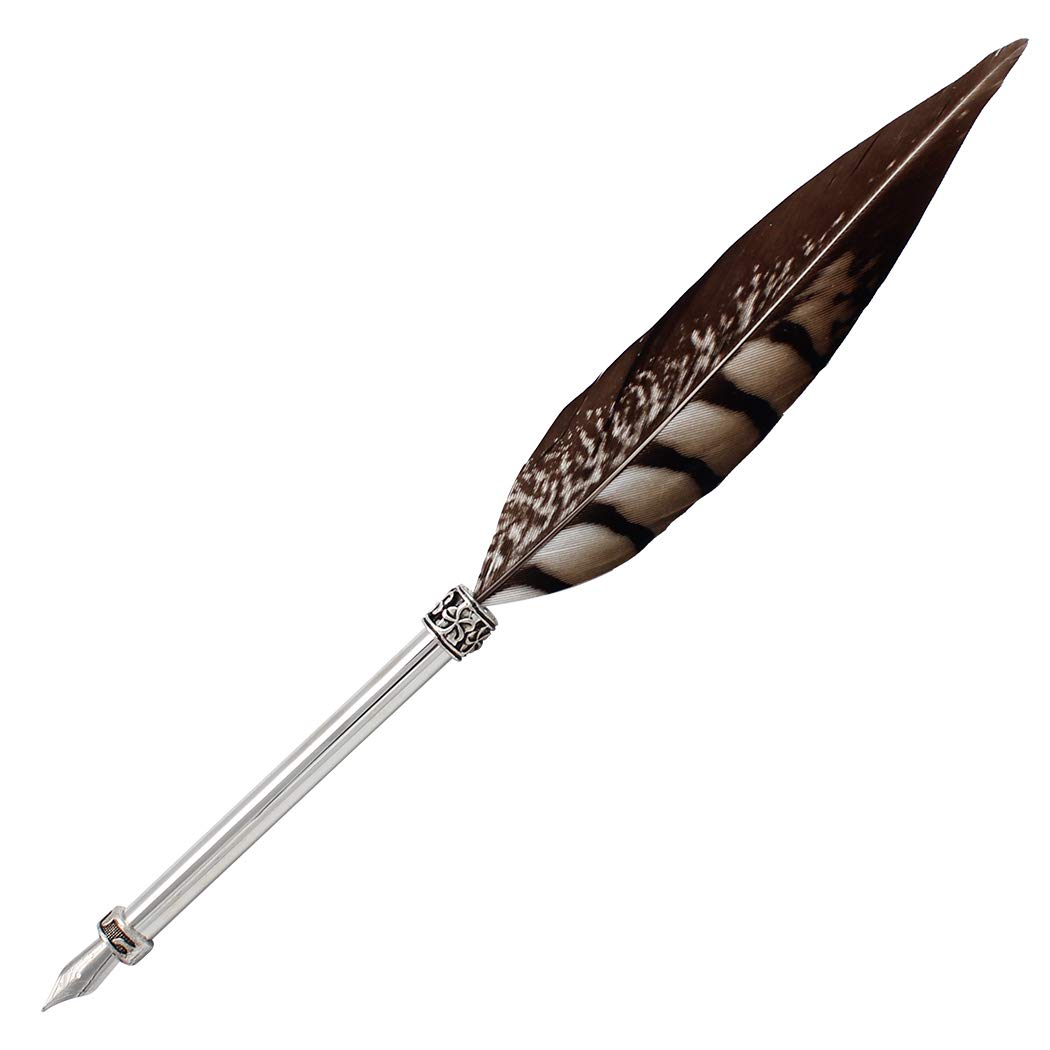 Vintage Feather Quill Pen Set - Natural Brown & Black Calligraphy Dip Pen with Gift Box for Writers, Artists & Historical Reenactments | Perfect for Wedding Invitations, Journaling & Renaissance Fairs
