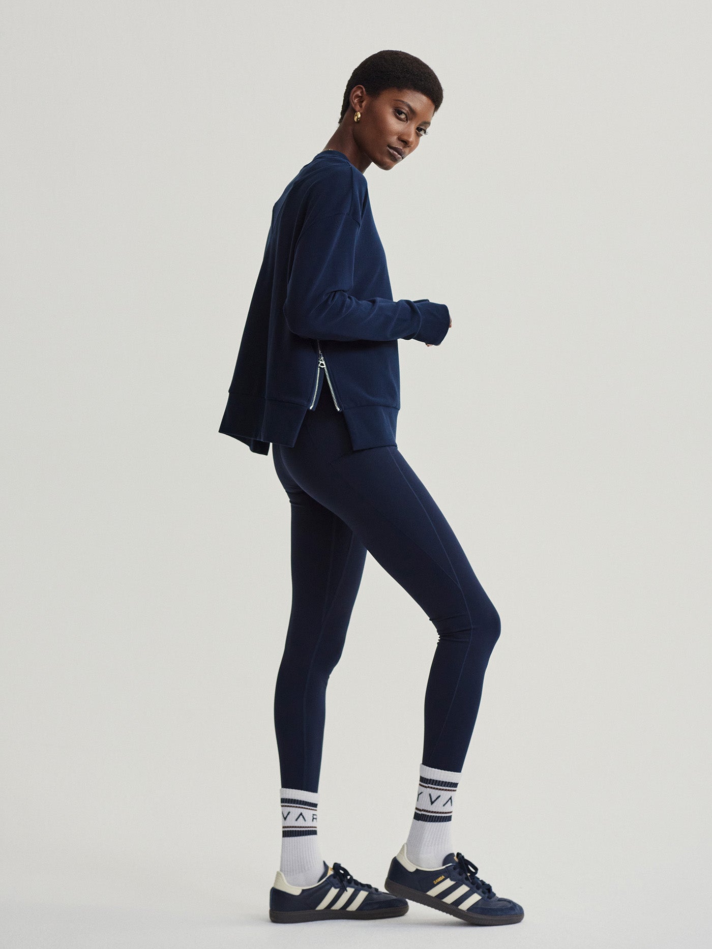 Varley Horton Side Zip Midlayer Jacket - Dark Sapphire Blue for Outdoor Hiking & Casual Wear