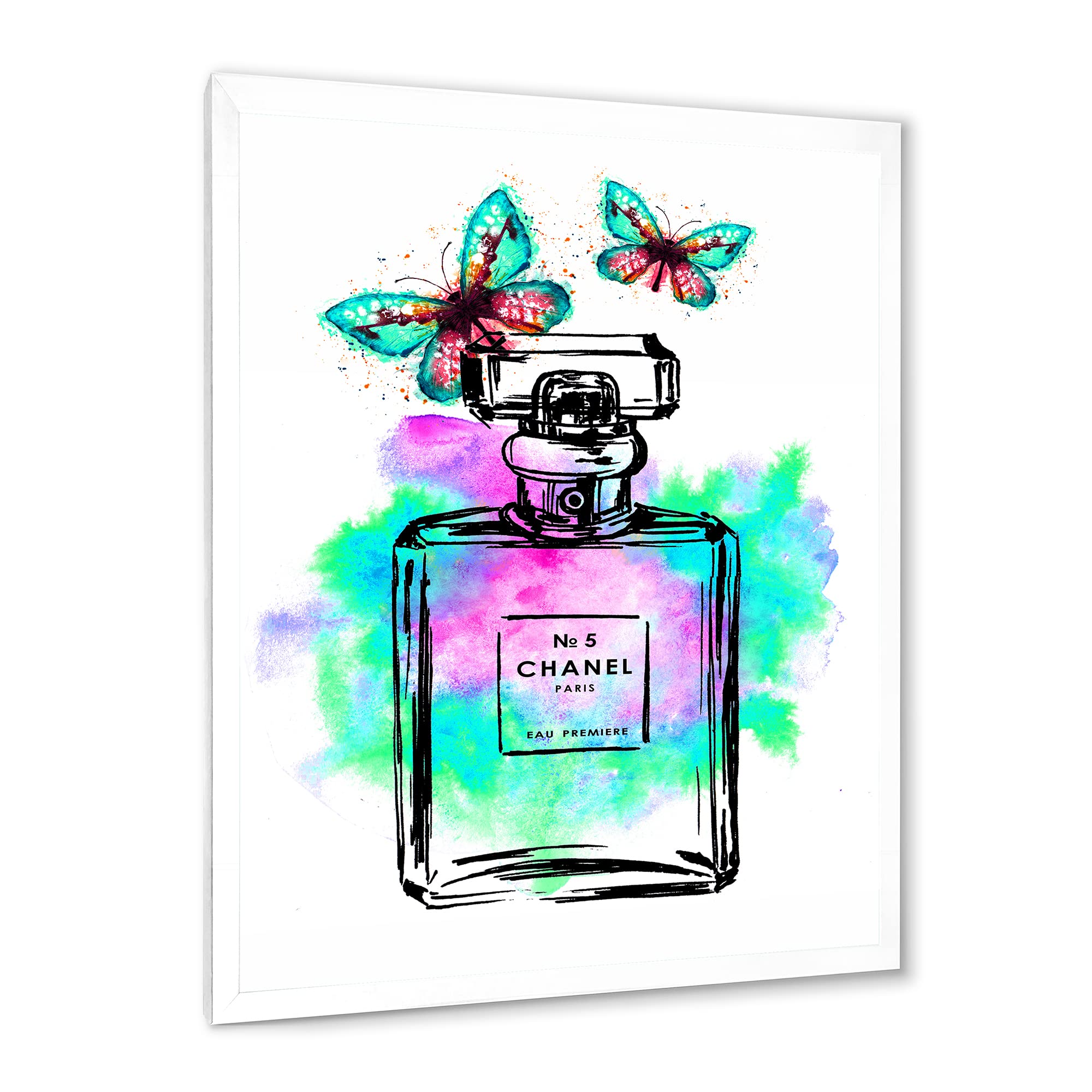 Chanel No.5 Perfume Inspired Modern Framed Wall Art - Elegant Home Decor for Living Room, Bedroom & Office