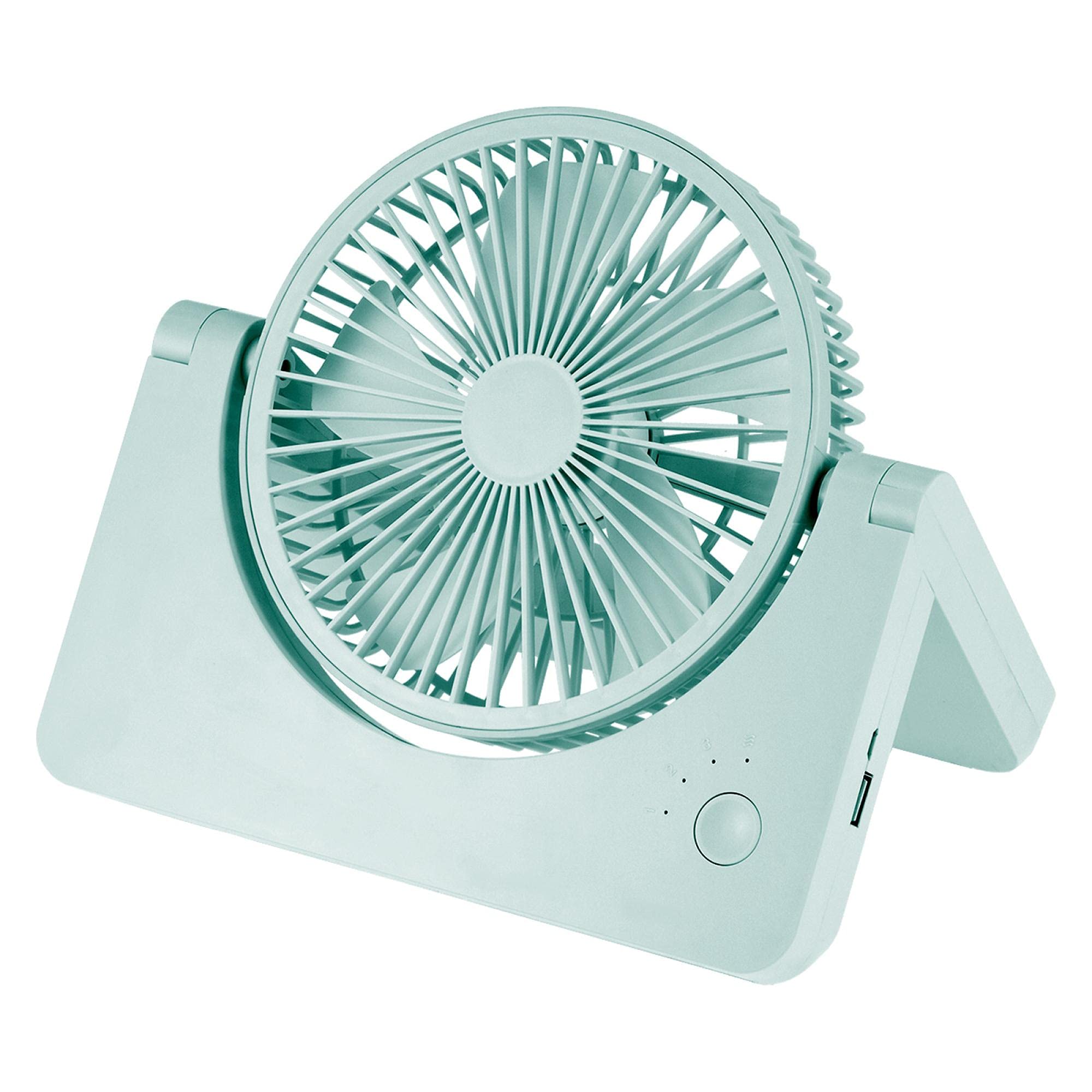Huokan USB Small Desk Folding Fan - 3-Speed Portable Fan with Strong Airflow & Quiet Operation, Personal Table Fan for Home Office Bedroom Study Dorm (Green) - Perfect for Work, Travel & Nighttime Cooling