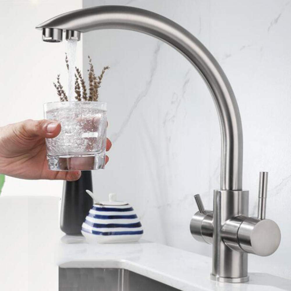3-in-1 Stainless Steel Kitchen Water Filter Tap with Hot & Cold Pure Water | 360° Rotation Single Hole Faucet | Perfect for Drinking, Cooking & Dishwashing