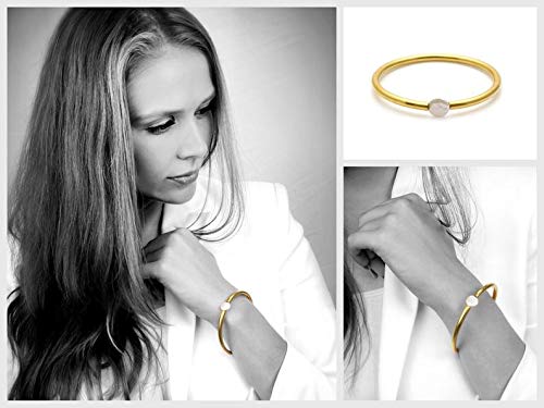 18k Gold Plated Handmade Gemstone Bangles - Choose Your Stone | Fashion Jewelry Bracelets for Women & Girls | Perfect for Parties, Weddings & Everyday Wear
