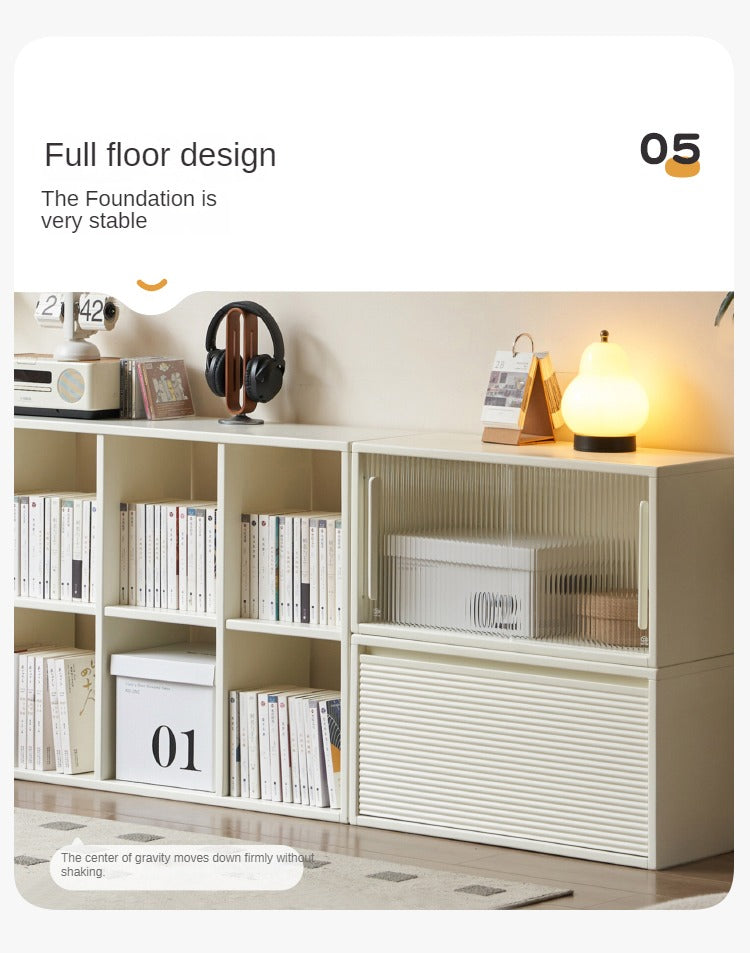 Pine Solid Wood Cream White Lattice Storage Low Bookcase - Modern Farmhouse Style Bookshelf for Living Room, Bedroom, Office - Perfect for Organizing Books, Decor & Storage Needs