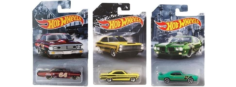 Hot Wheels 2020 American Steel Muscle Cars - 10-Piece Diecast Vehicle Collection for Kids & Collectors - Perfect for Play, Display, and Racing Tracks